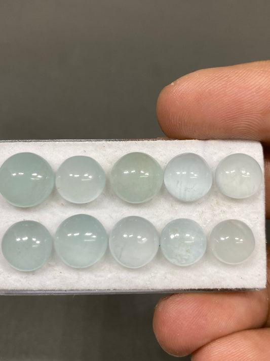 Milky Aquamarine round cabochon 8-10mm weight 35 carats beautiful aquamarine cabochons pcs 10 cute natural aquamarine cabochon