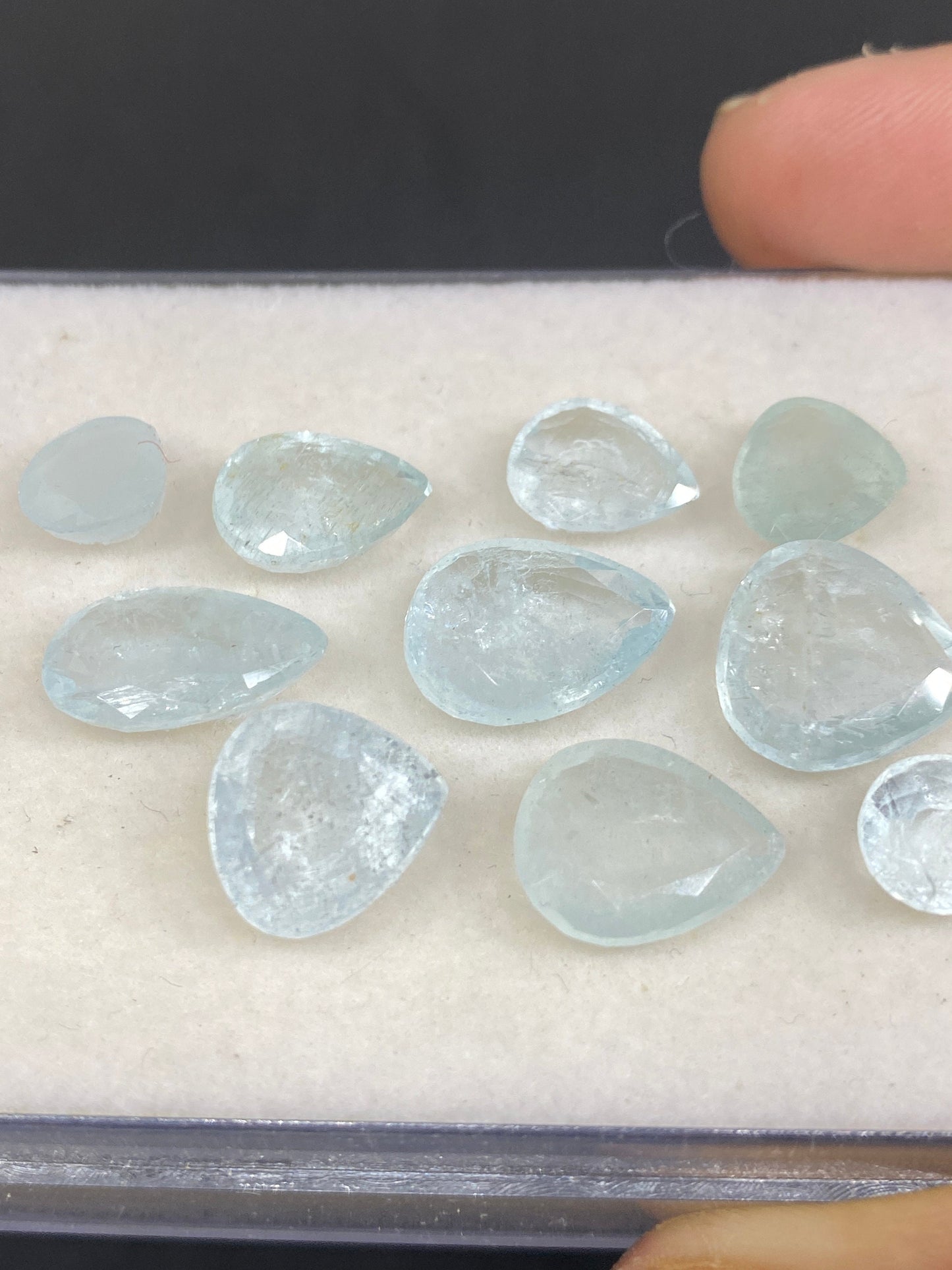 Rare Aquamarine faceted cuts faceted pears hearts aquamarine faceted cutstones pcs 10 wt 43 carats size 9mm-15x9mm aquamarine cut