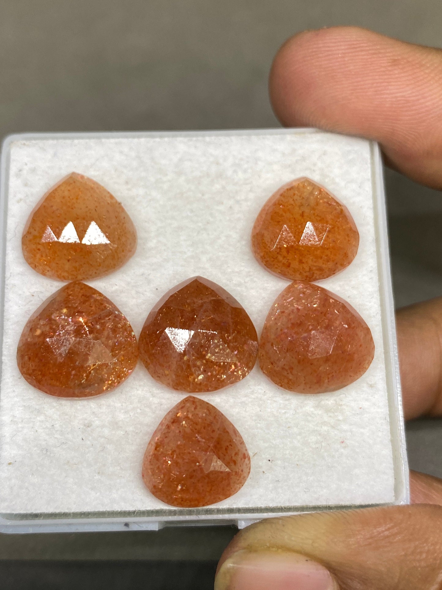 Fabulous rare sunstone heart shape rosecut  wt 40 carats pcs 6 big size 12mm-14mm  heart sunstone rosecut flatback gems