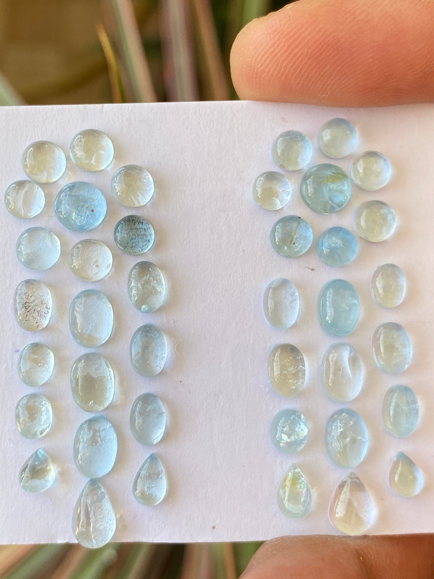 Natural aquamarine cabochons earrings smooth polished weight 21.5 carats  pcs 40 size 3.5-8mm aquamarine cabochons earrings aquamarine