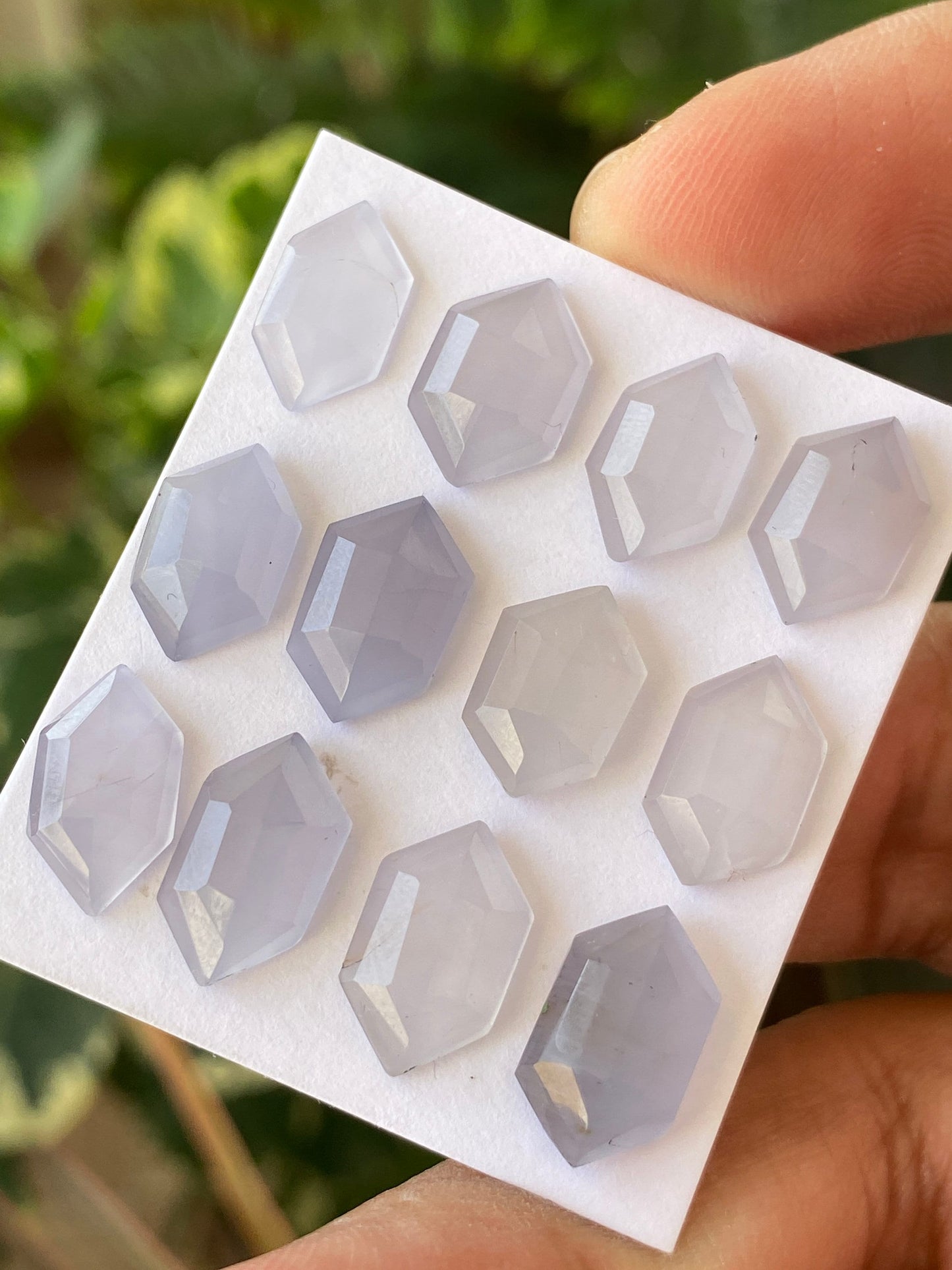 Awesome lavender Chalcedony hexagon stepcut gems  wt 30 cts Pcs 12 size 12.2x7.2mm-13.9x8.3mm natural chalcedony hexagon stepcut