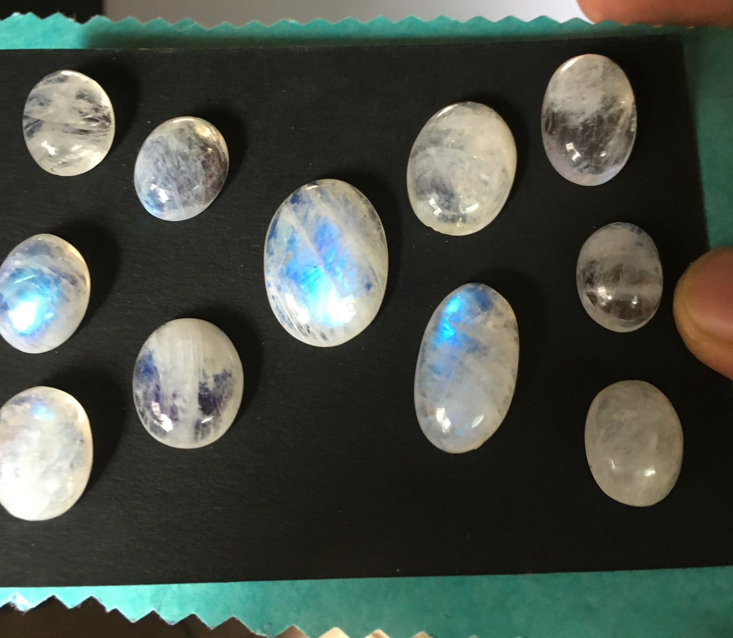 Stunning blue fire White rainbow moonstone oval cabochons lot pcs 11 wt 132 cts size 16x12.5mm to 25x17mm  beautiful fire rainbow moonstone