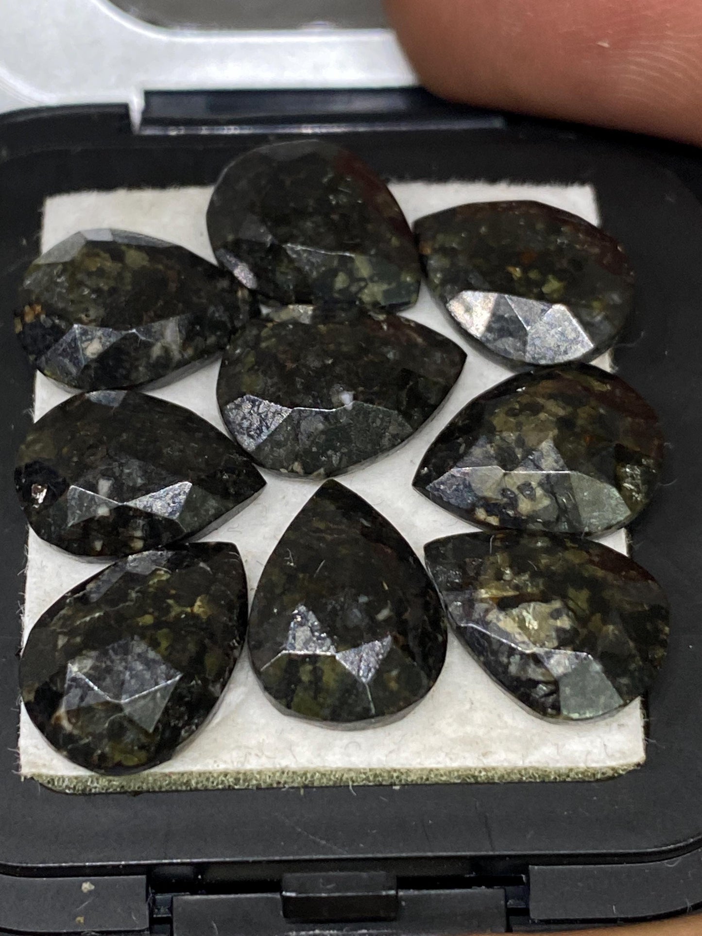 Lovely Natural Nuummite rosecut pear shape copper nuummite weight  carats pieces 9 size   rosecut nuummite