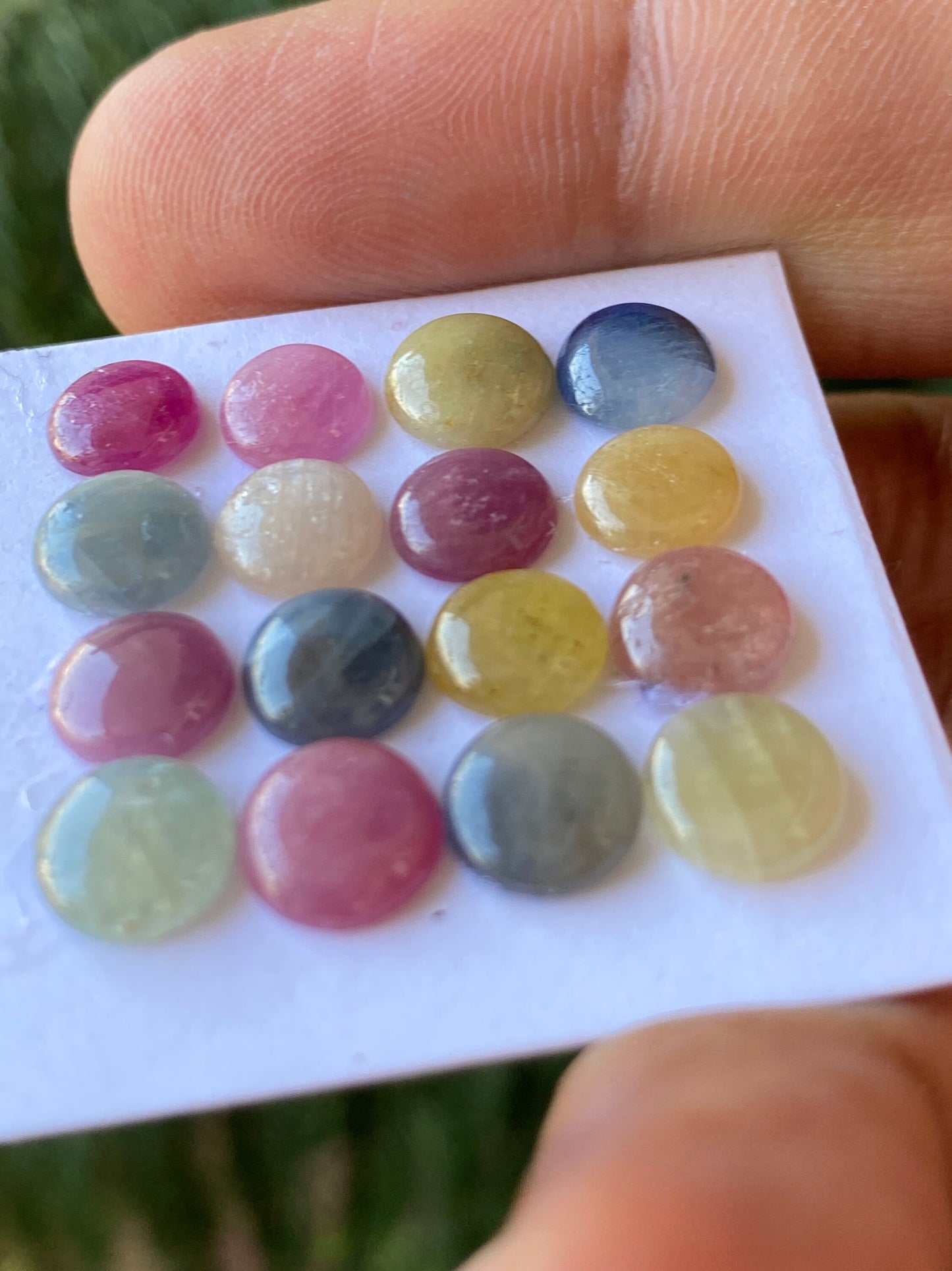 Mesmerising Rare colorful natural sapphire  round smooth flat cabochons fine  pcs 16 wt 22 cts size 6.7-7.7mm natural multi sapphire round