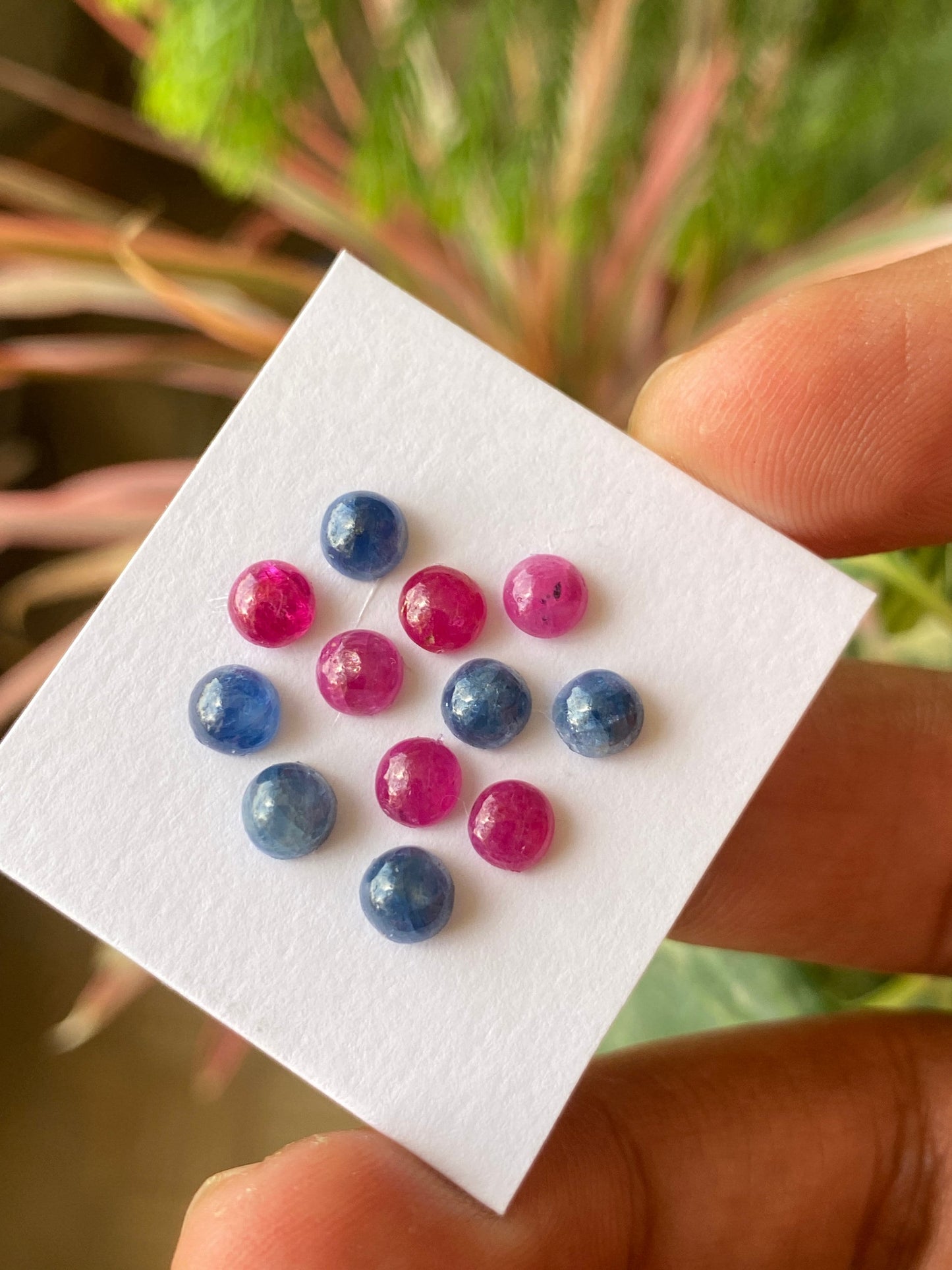 Very rare delightful ruby round cabochon sapphire round cabs pcs 12 wt 9 carats size 5mm to 6.7mm unheated untreated ruby sapphire cabochons