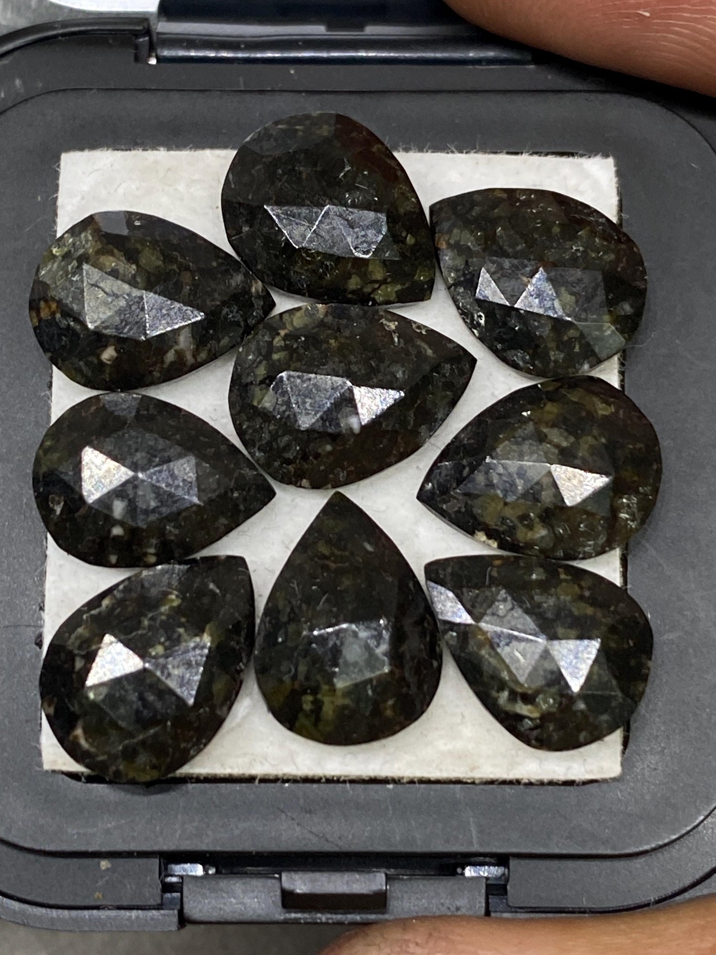 Lovely Natural Nuummite rosecut pear shape copper nuummite weight  carats pieces 9 size   rosecut nuummite