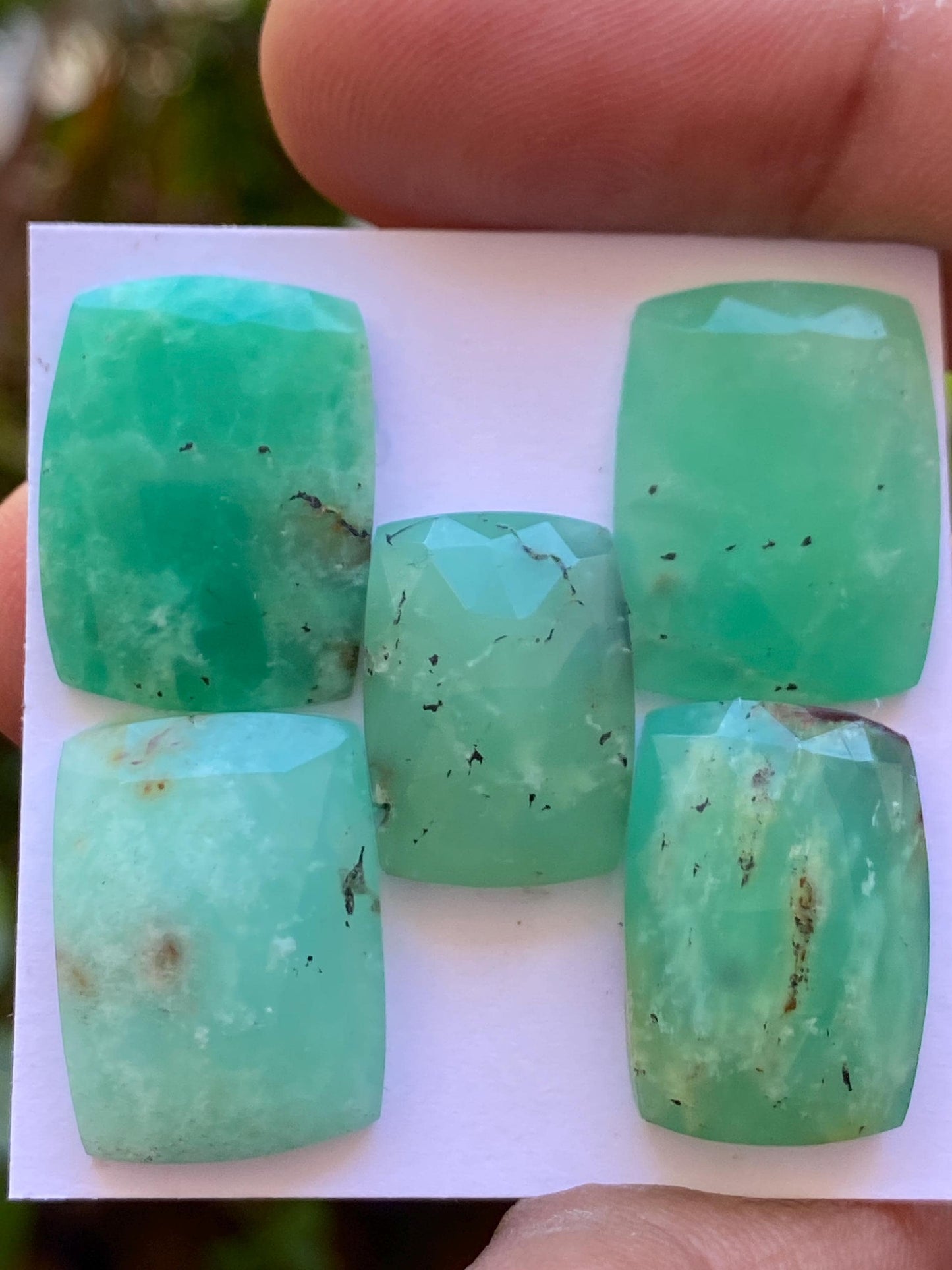 Scintillating Chrysoprase rosecut cushion wholesale lot fine quality wt 63.45 carats pcs 5 size 17x12mm-20x15mm chrysoprase rosecut