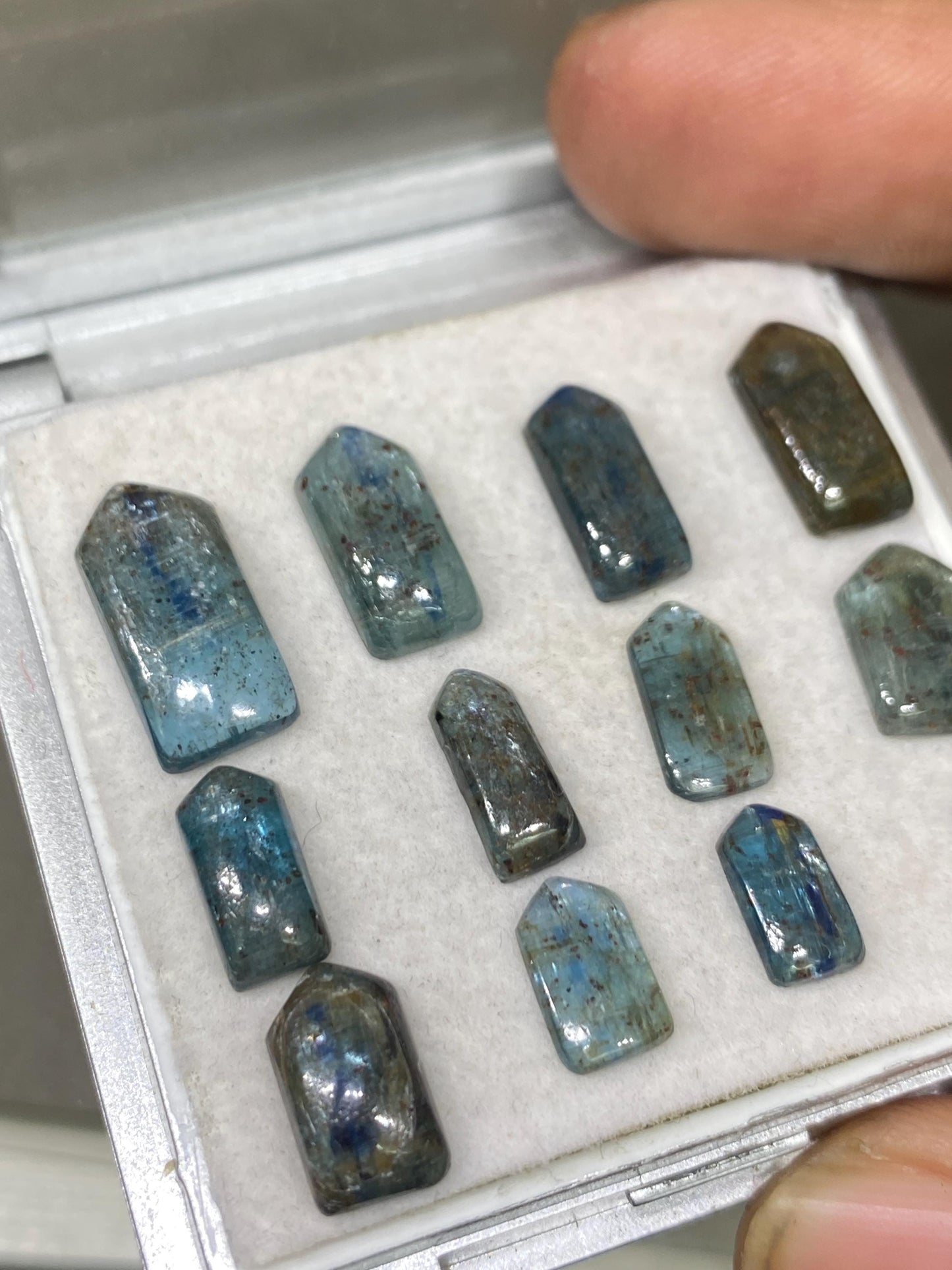 Rare teal kyanite oval cabochons fine quality wt 32 cts size 9.4x5.8mm-15.9x7.7mm pcs 12 ink blue kyanite oval smooth cabs