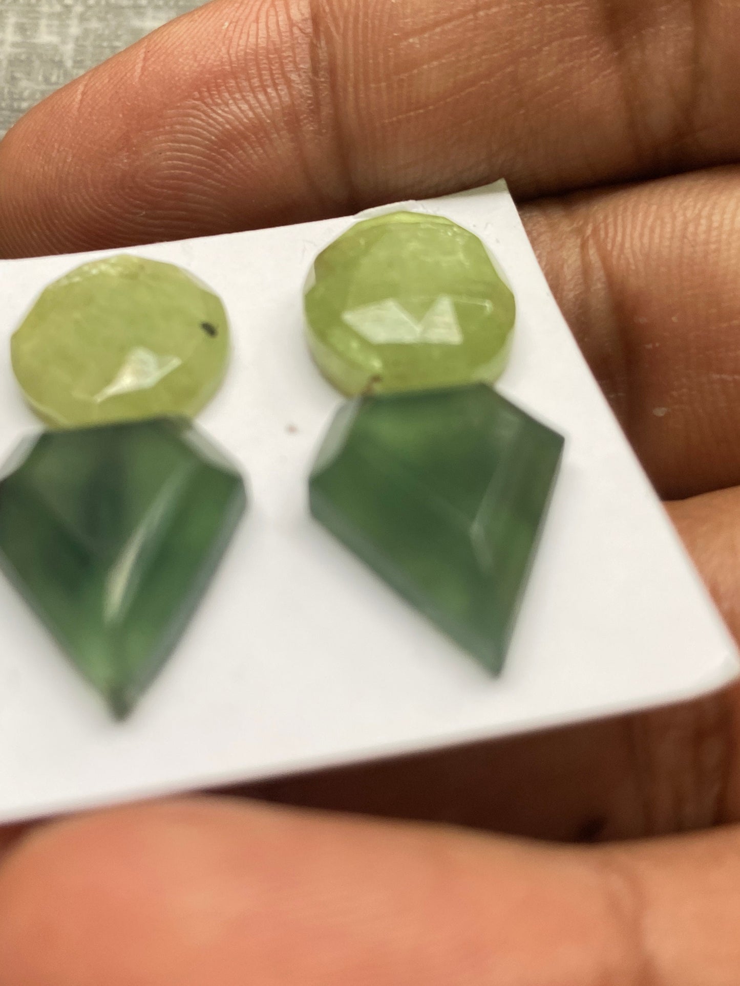 Vivacious rare parrot green kyanite ovalish rosecut and serpentine kite earrings supply stepcut flats pcs 4 wt 30 carats size 15x13-18x14mm