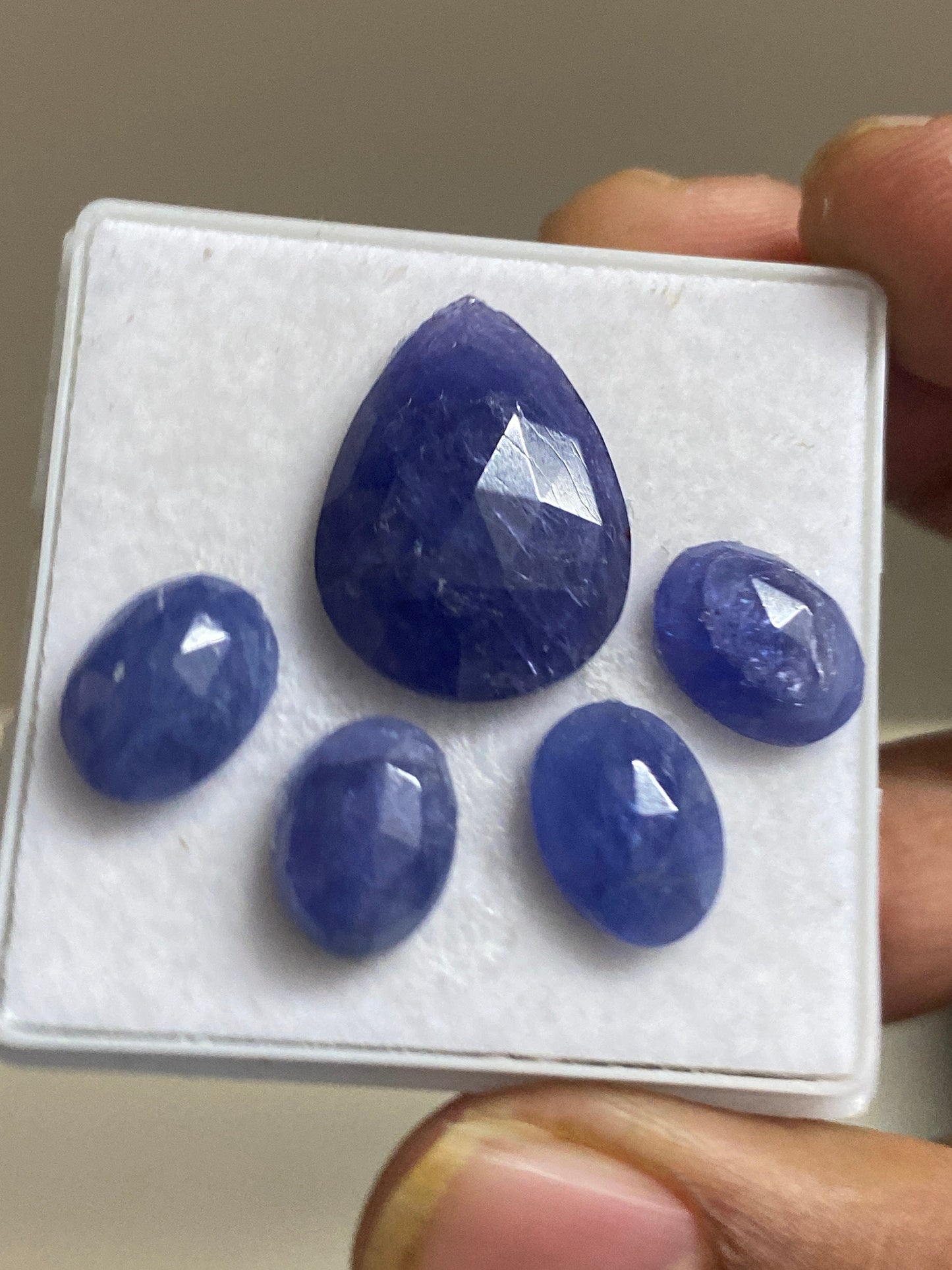 Cute rare set tanzanite rosecut flats weight 26 carats size 9x8-18x13mm pcs 5 rosecut tanzanites flatback gems