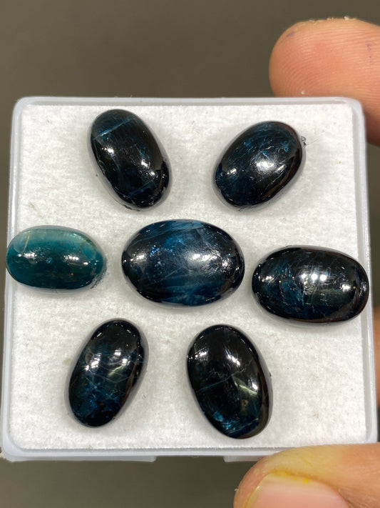 Rare teal kyanite oval cabochons fine quality wt 60 cts size 13x9mm-18.8x12.3mm pcs 7 ink blue kyanite oval smooth cabs