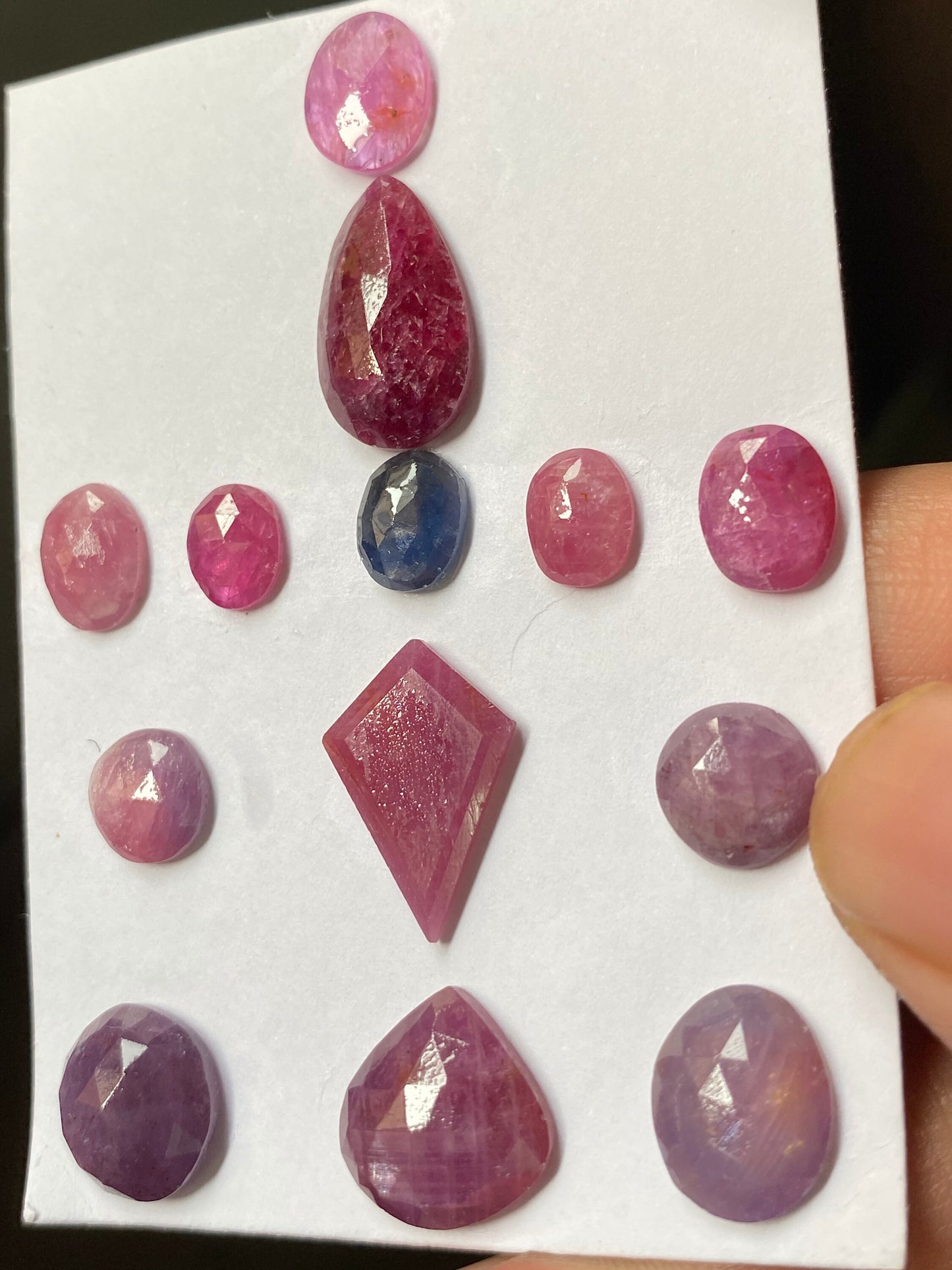 Enchanting very rare natural ruby pink sapphire rosecut lot  mix shapes pcs 13 wt cts size 8x6.2mm-17x10mm unheated untreated ruby rosecut