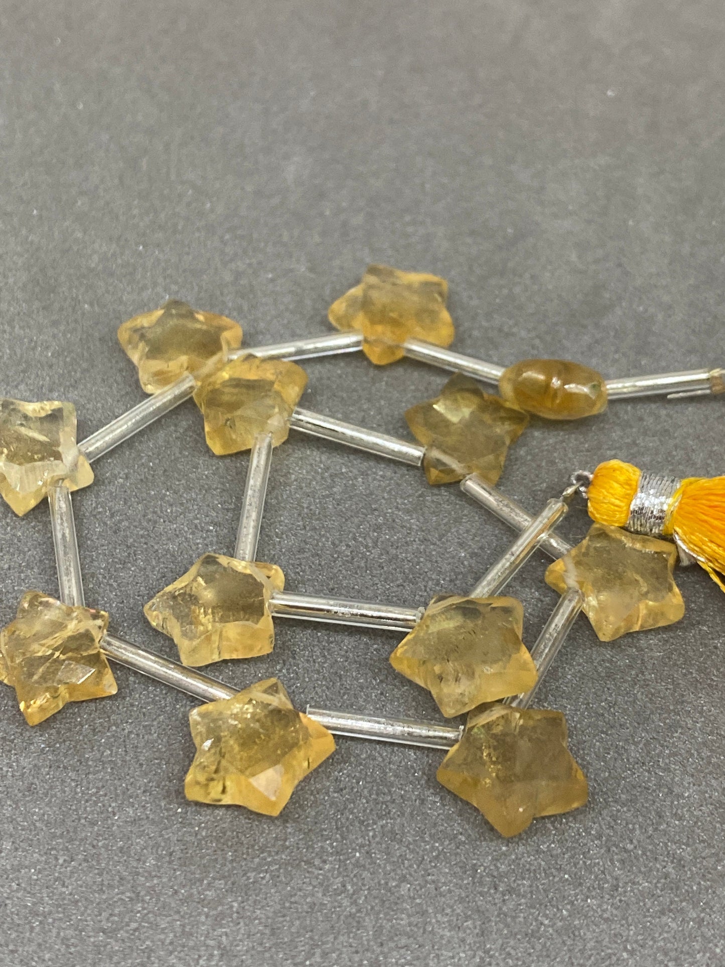 Lovely  rare citrine faceted star shape briolette strand length 8.5 inches wt 42 cts approx size 11x10mm-10x9mm Citrine star briolette