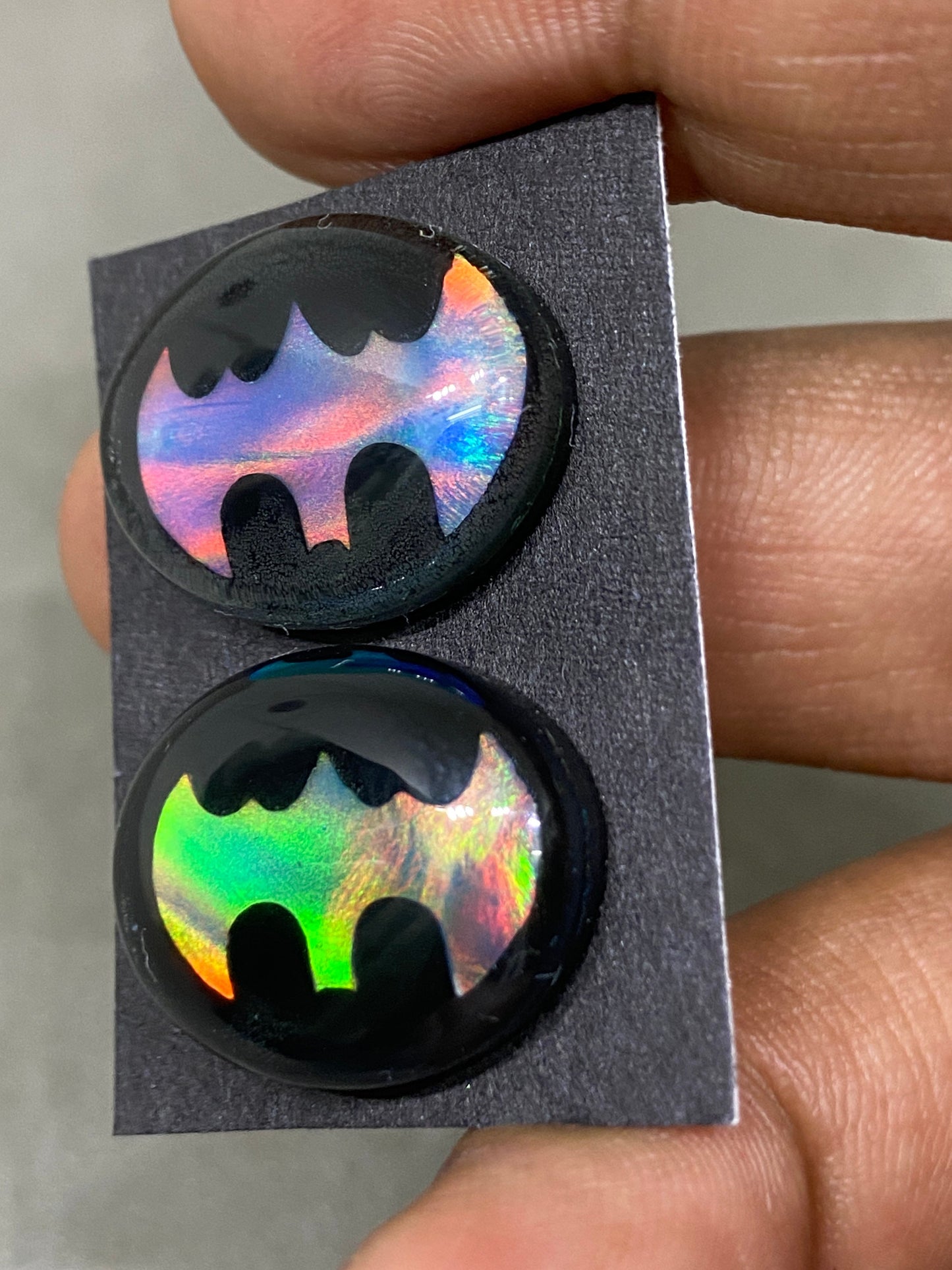 Awesome Bat Carving Multi fire opal synthetic aurora opal with black onyx  wt 35 carats  size 22x17mm fire opal bat carving pcs 2