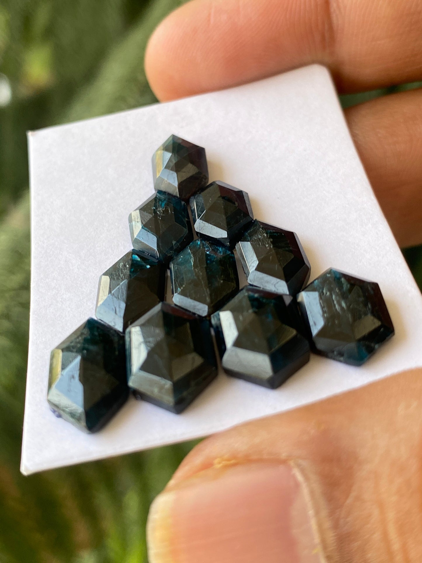 Dazzling rare teal kyanite hexagon stepcut flatback amazing quality lovely color weight 33 carats pieces 10 size 11.9x7-14x8mm teal kyanite