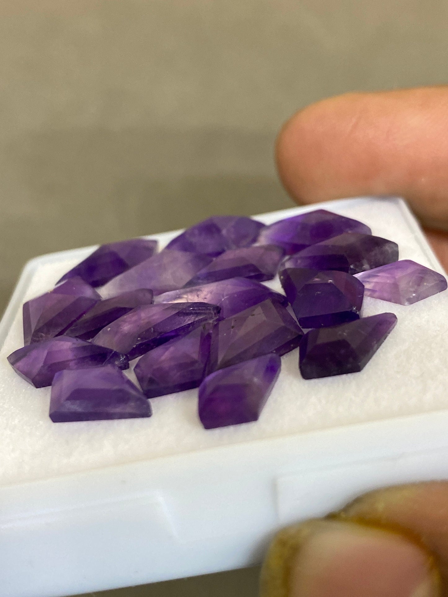 Gorgeous amethyst  Kite step cuts wt 31 cts  pcs 18 size 10x7-15x9mm Amethyst stepcut kite