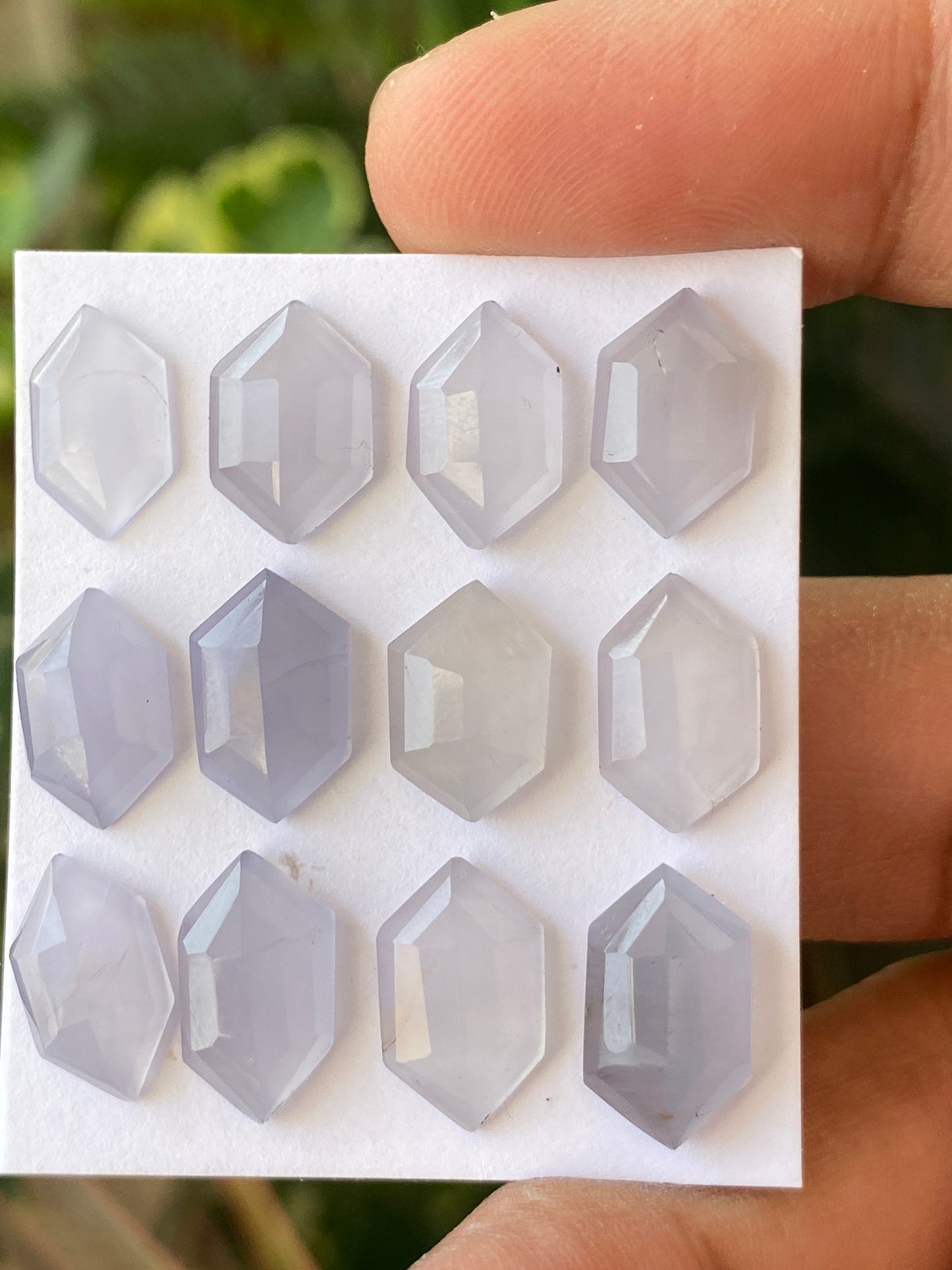 Awesome lavender Chalcedony hexagon stepcut gems  wt 30 cts Pcs 12 size 12.2x7.2mm-13.9x8.3mm natural chalcedony hexagon stepcut