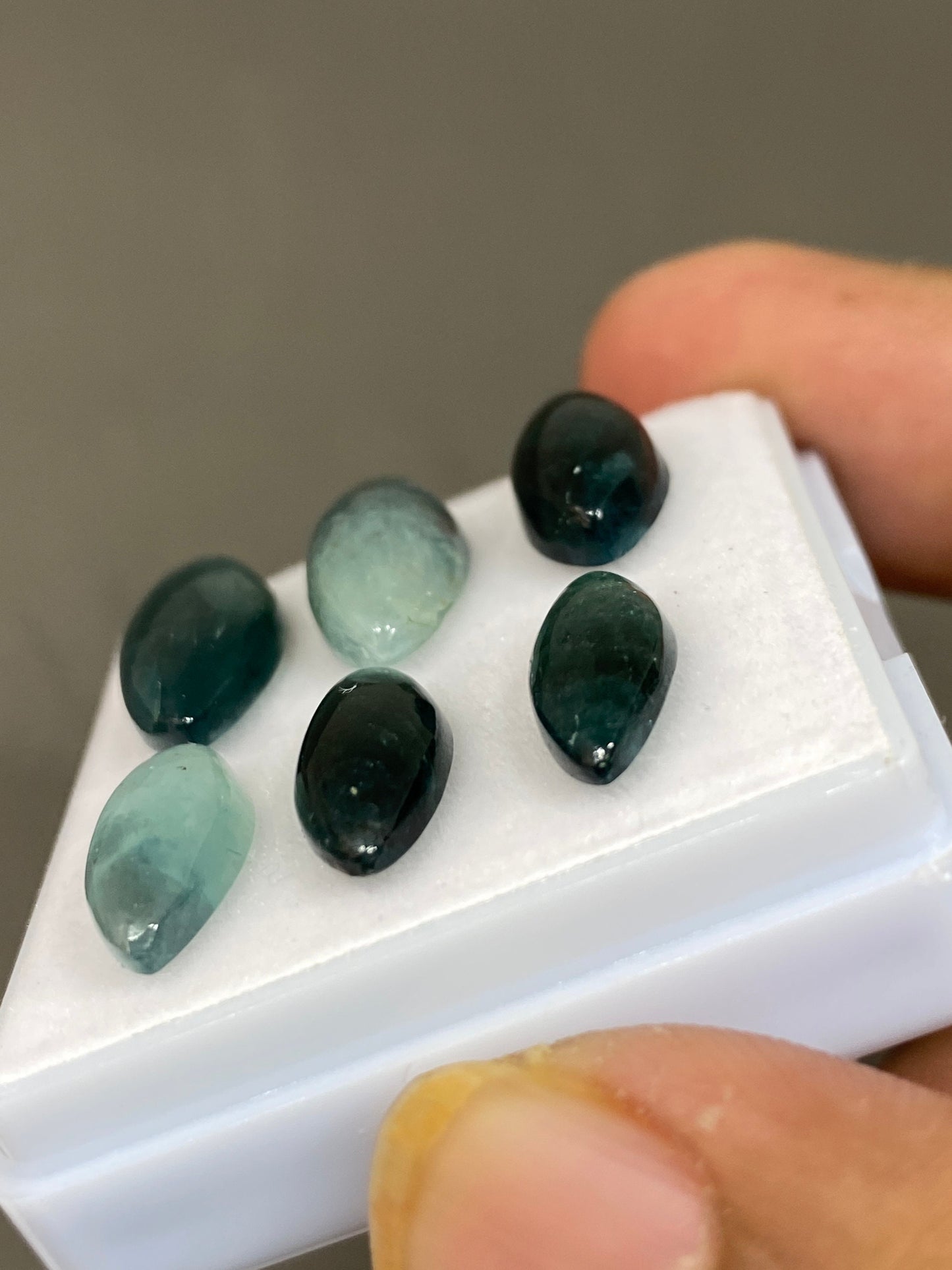 Fascinating  rare Grandidierite marquise cabochons Fine quality flatbacks pcs 6 wt 26 carats  Size 14x6.5mm-18x9mm grandidierite cabochons