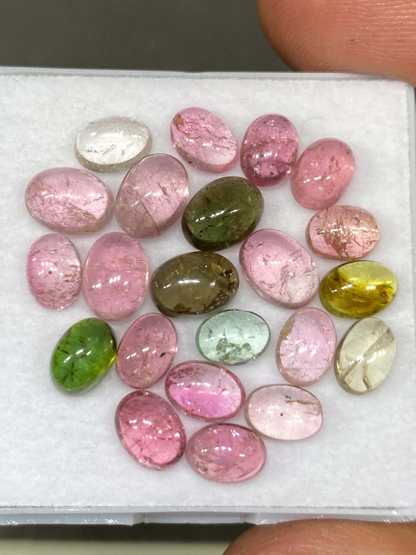 Dazzling rare Pink multi tourmaline oval cabochons lovely quality size 7x5-8x6mm fine  quality pcs 22 wt 25.40 cts pink tourmaline cabochons