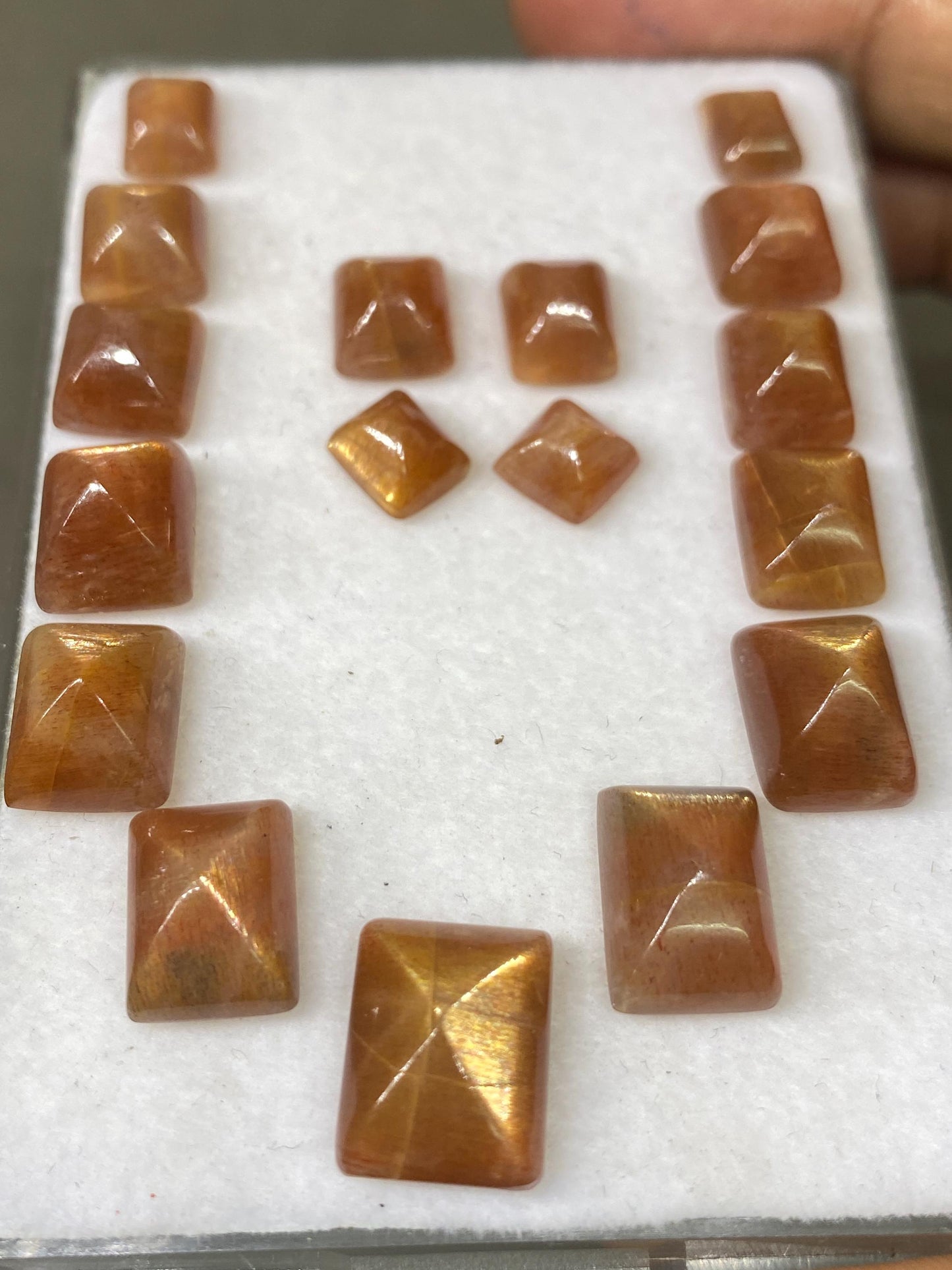 Beautiful natural African lattice sunstone sugar loaf cabochons necklacewt 61 cts pcs 17 size 7x6mm-13x10mm lattice sunstone  cabochons