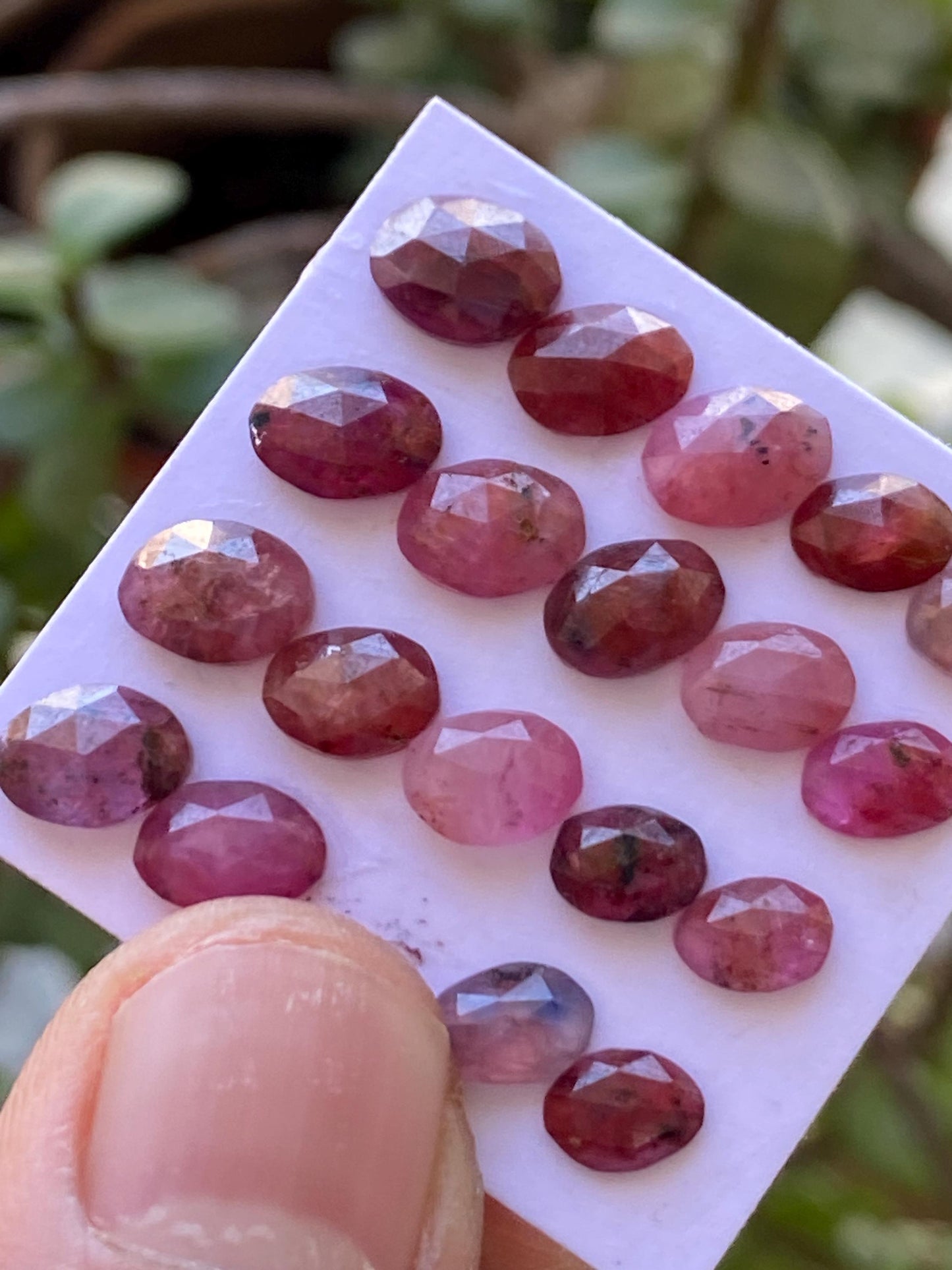 Gorgeous Rare winza mines bi color  pink sapphire rosecut ovalish weight 22 cts pcs 19 size 6.9x5mm-8.3x6mm sapphire rosecut gems