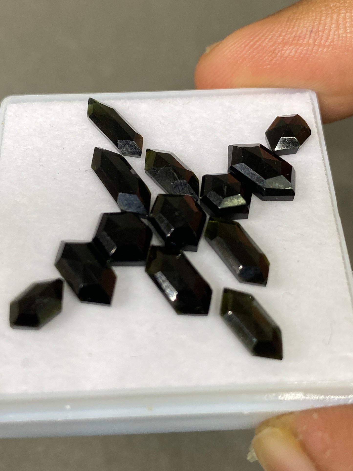 Stunning Rare dark Green tourmaline hexagon step cuts weight 13 cts pcs 13 small size 7x4.8-12x4.2mm tourmaline stepcut hexagon