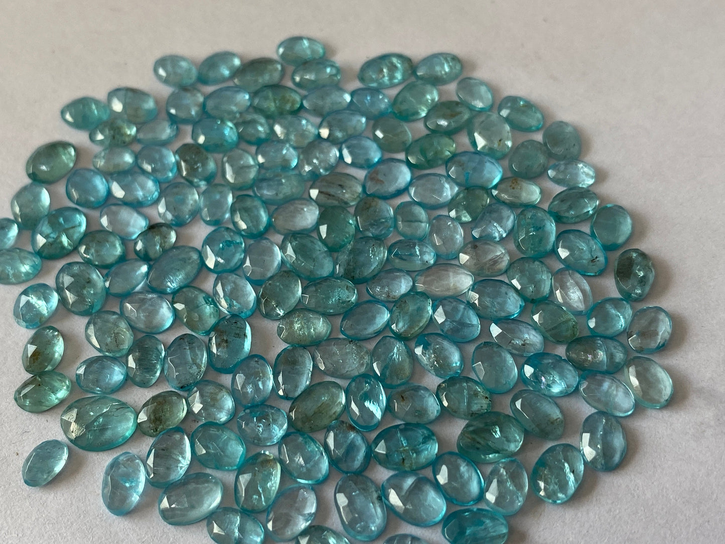 Stunning Blue green apatite rosecut wholesale rosecut blue apatite flats size 5mm-7x5mm apatite rosecut pieces with *inclusions*