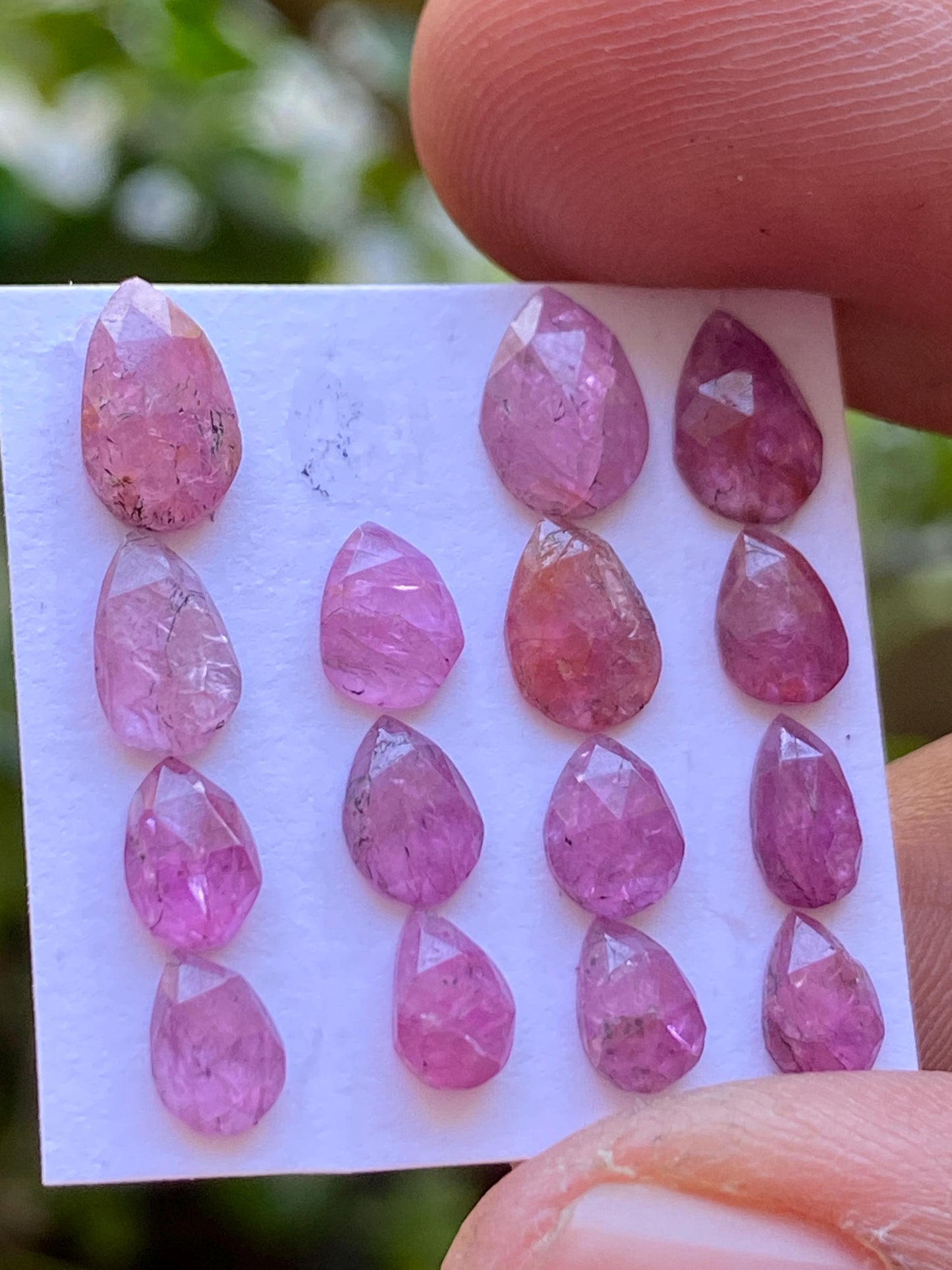 very rare natural ruby pink sapphire rosecut pears pcs 15 wt 10.50 cts size 6.3x4-7.8x5mm unheated untreated mozambique ruby rosecut