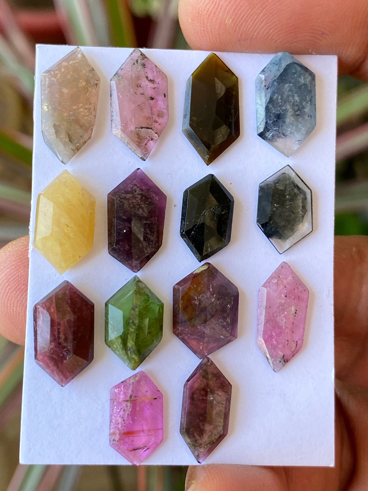 Gorgeous Extremely rare watermelon tourmaline stepcut hexagons wt 31 carats pcs 14 size 12x7mm-16.2x8.3mm tourmaline hexagon  stepcuts