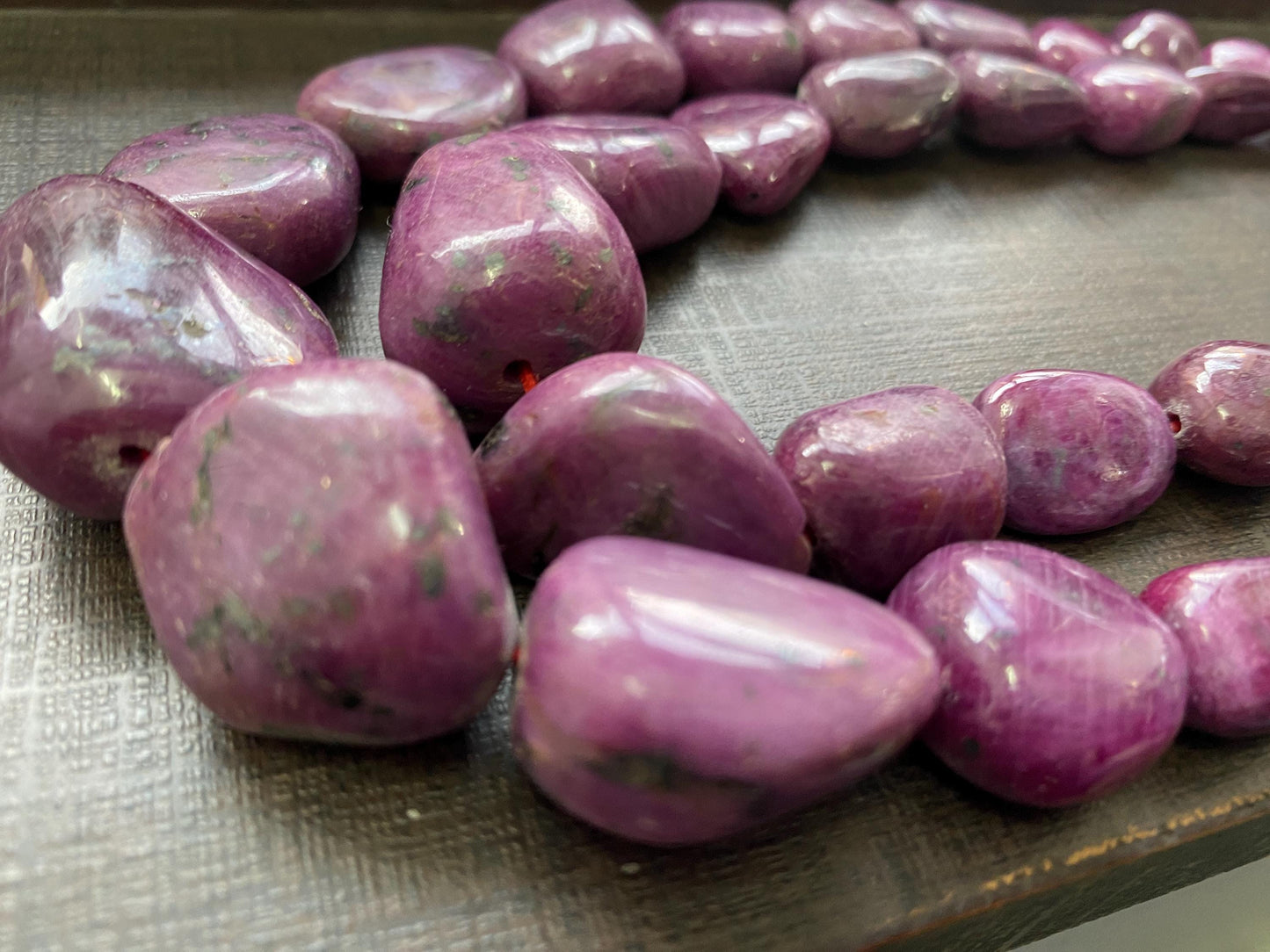 Stunning Rare big size Natural Ruby Jewelry necklace old tumbles antique beads necklace unheated ruby necklace weight 1700 carats size  mm