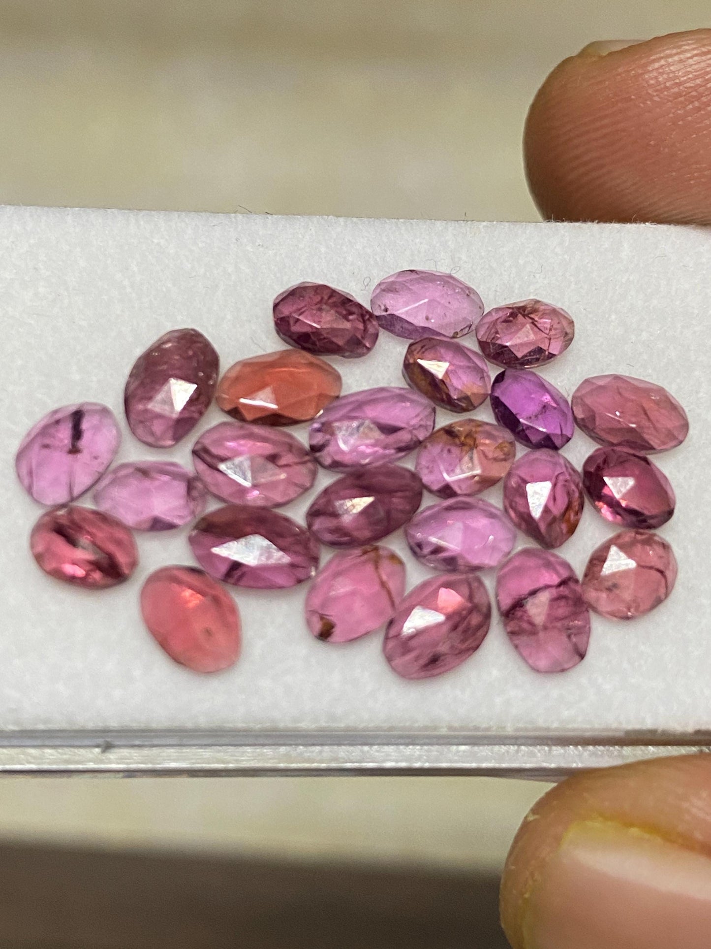 Rhodolite pink garnet Rosecut size wt 13.50 cts pcs 25 size 5.2x3.6mm-6.8x4.5mm lovely pink garnet Rosecut rhodolite garnet slices