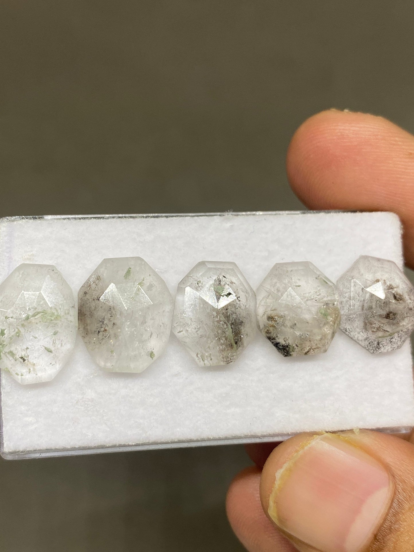 Stunning very very rare herkimer diamond geometric lot amazing quality pcs 5 wt 20 cts size 12x11mm-14x10mm stepcut rosecut herkimer diamond