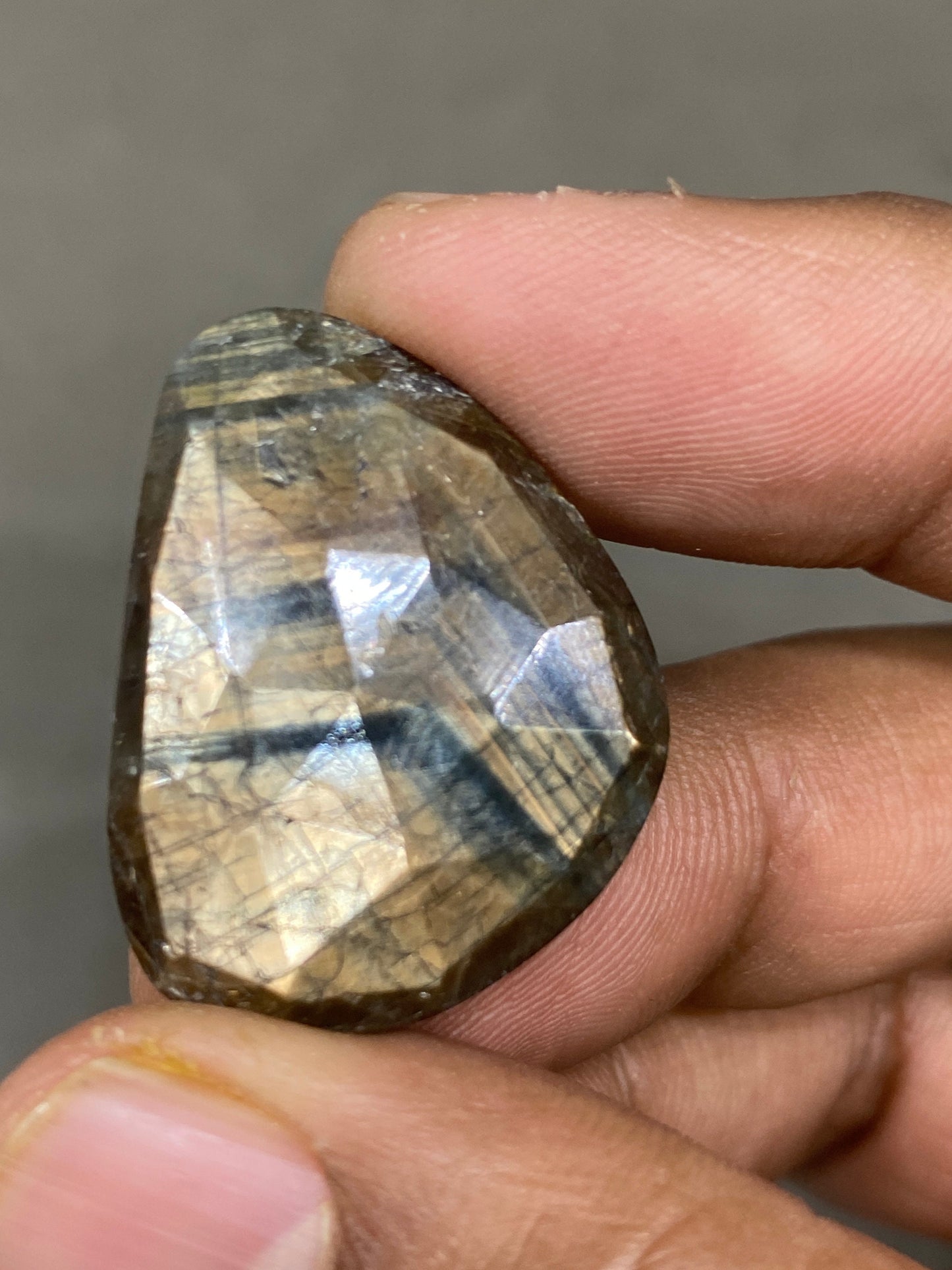 Amazing rare huge fancy shape golden sheen sapphire pendant supply weight 49 cts size 30x23mm gold sheen sapphire rosecut