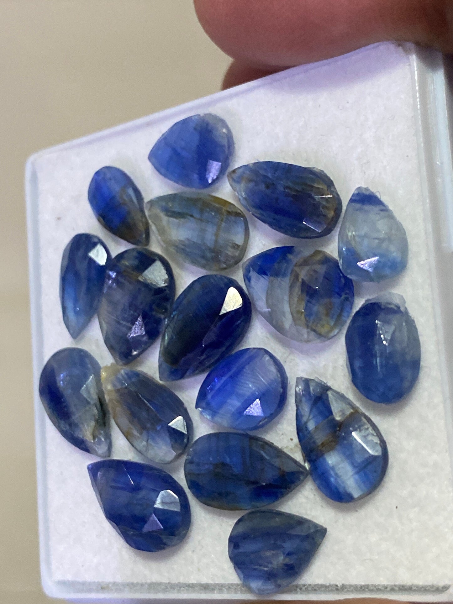 Mesmerising rare blue Kyanite rosecut pear flats fine quality  wt 39 carats pcs 17 size 8x6-13x7mm good quality rosecut kyanite