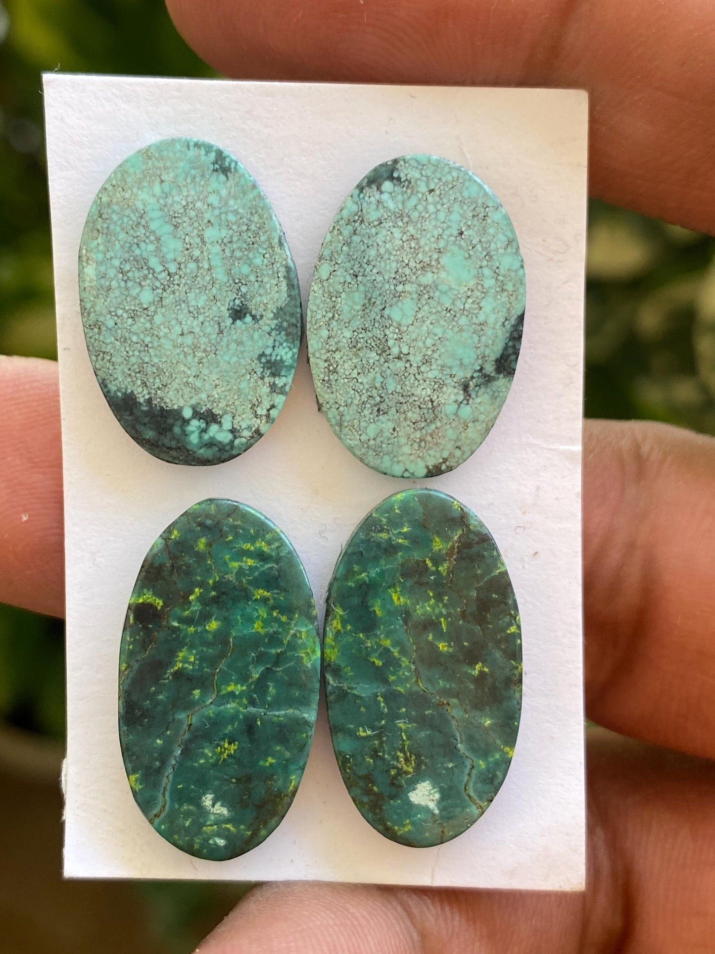 Mesmerising Turquoise cabochon pairs natural hubei mines smooth cloud mountain pcs 4 wt 38 cts big 20x14-23x13mm turquoise earrings supply