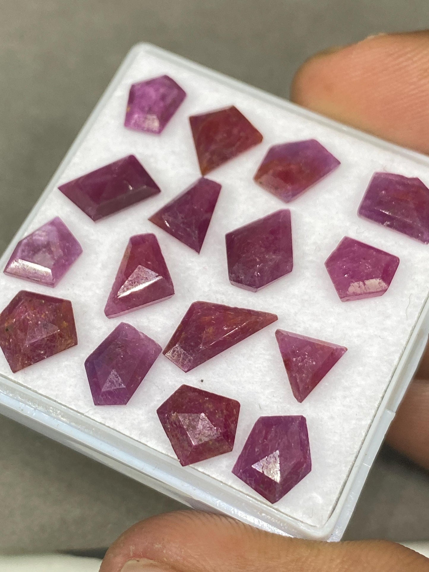 Stunning Natural ruby flats irregular pointed shapes side faceted flats ruby natural pcs 16 wt 21.15 cts size 7x6-8x5mm ruby