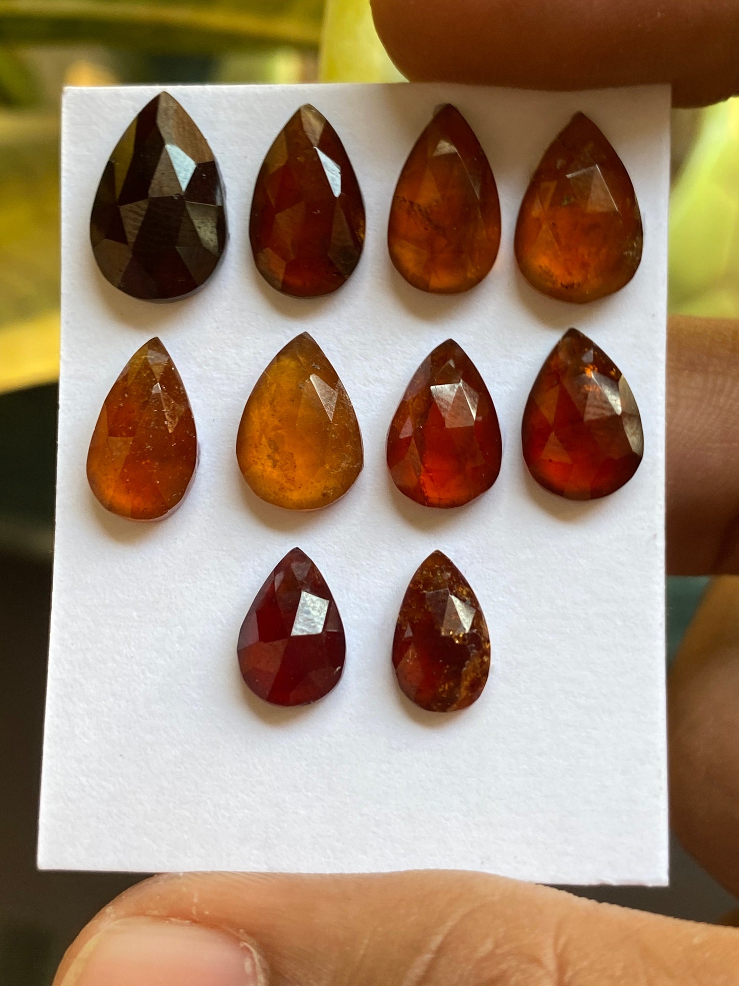 Nice hessonite orange garnet pear shape rosecut wt 33 carats pcs 10 size 10x7mm-14x9mm Hessonite garnet rosecut pears