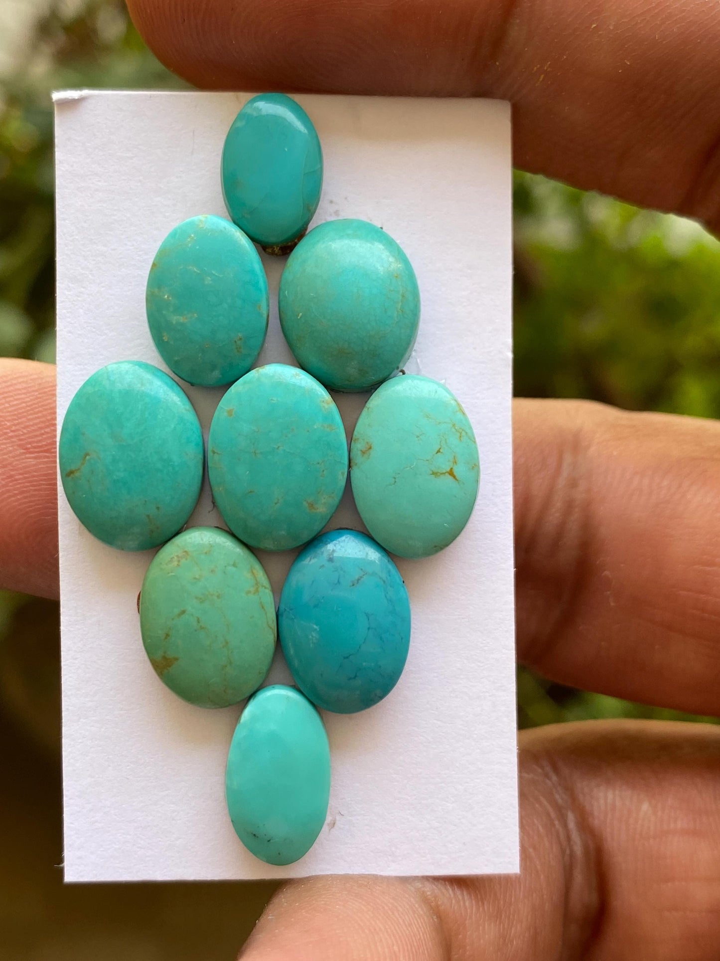 Gorgeous rare Arizona  mines Turquoise cabochons  natural smooth polished ovals pcs 9 wt 35.30 carats 11.2x7mm-13.2x9mm turquoise cabochons