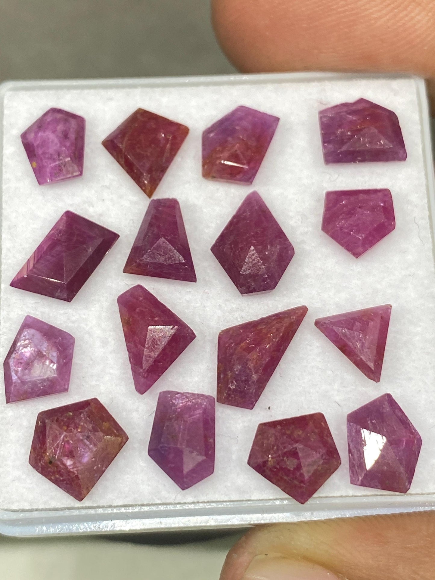 Stunning Natural ruby flats irregular pointed shapes side faceted flats ruby natural pcs 16 wt 21.15 cts size 7x6-8x5mm ruby