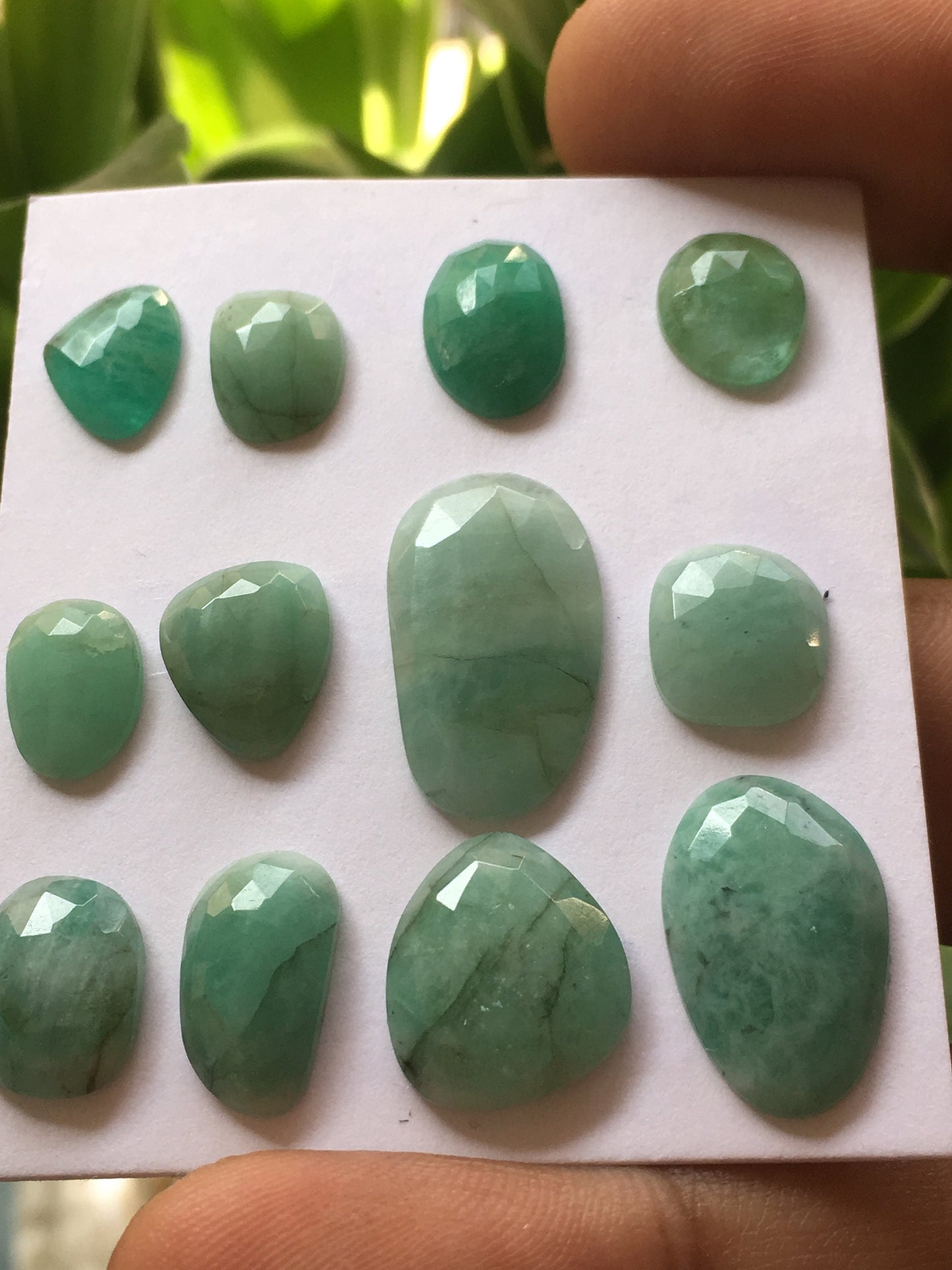 Rare big size Rosecut emerald flats beautiful lot wt 32 carat size 10x8mm to 20x12mm emerald rosecut pcs 12 natural emerald pendant