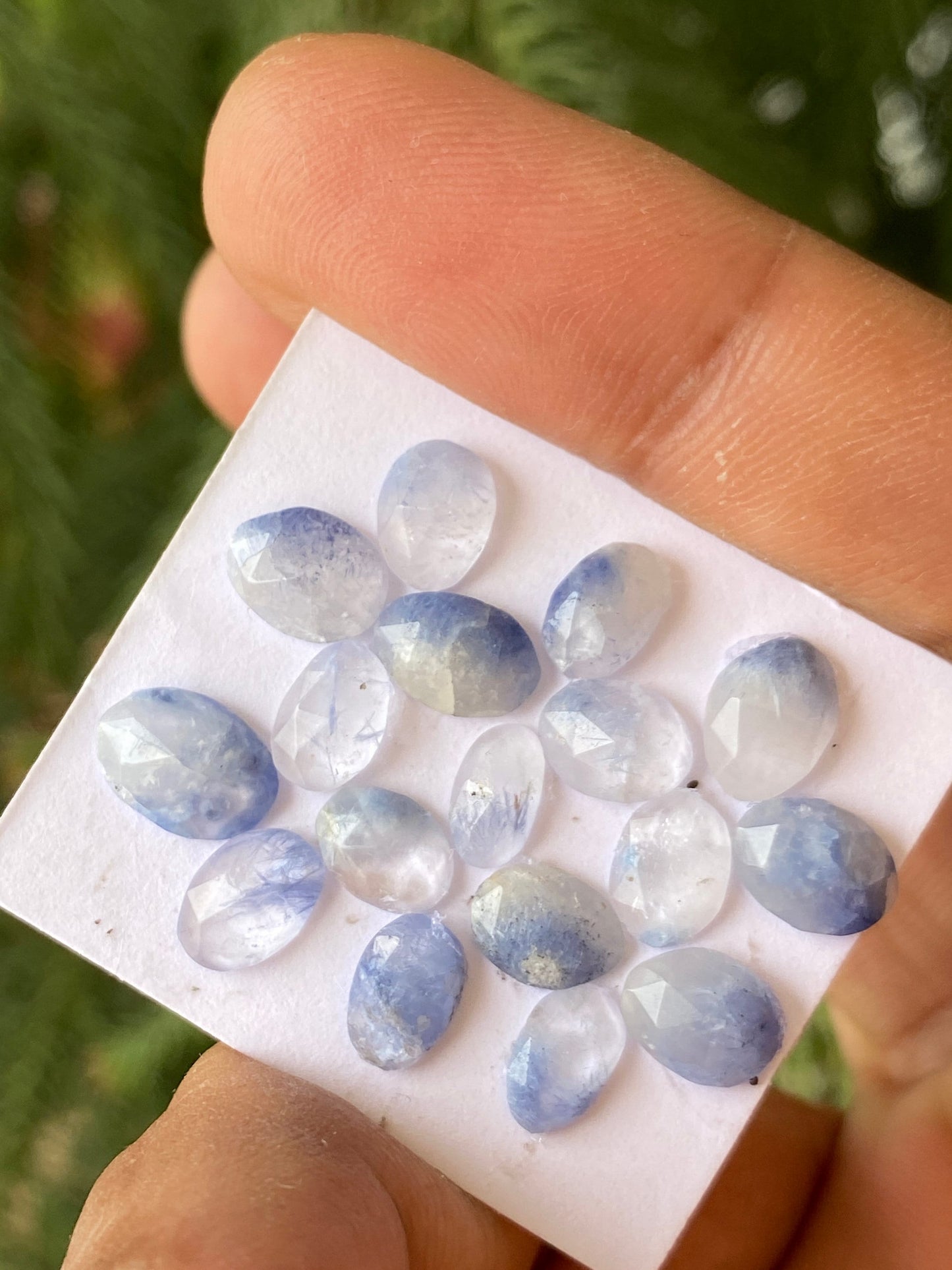 Stunning rare Dumortierite in quartz rosecut pcs 17 Wt 15 cts size 7.7mm-9.5x7mm  Brazilian mines dumortierite cabochons flatback rosecut