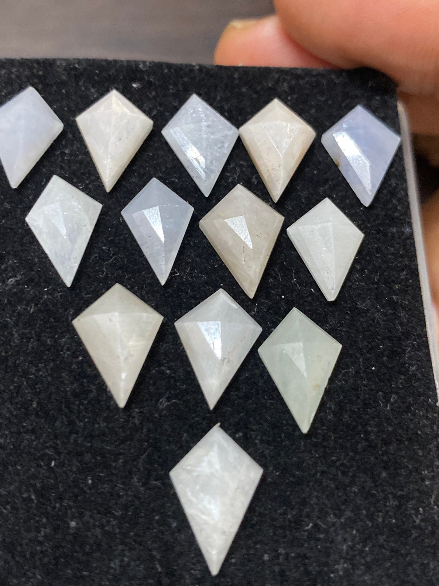 Fantastic Rare white multi sapphire kite step cuts weight 46 cts  pcs 13 size 14.8x8mm sapphire stepcut kite flatbacks