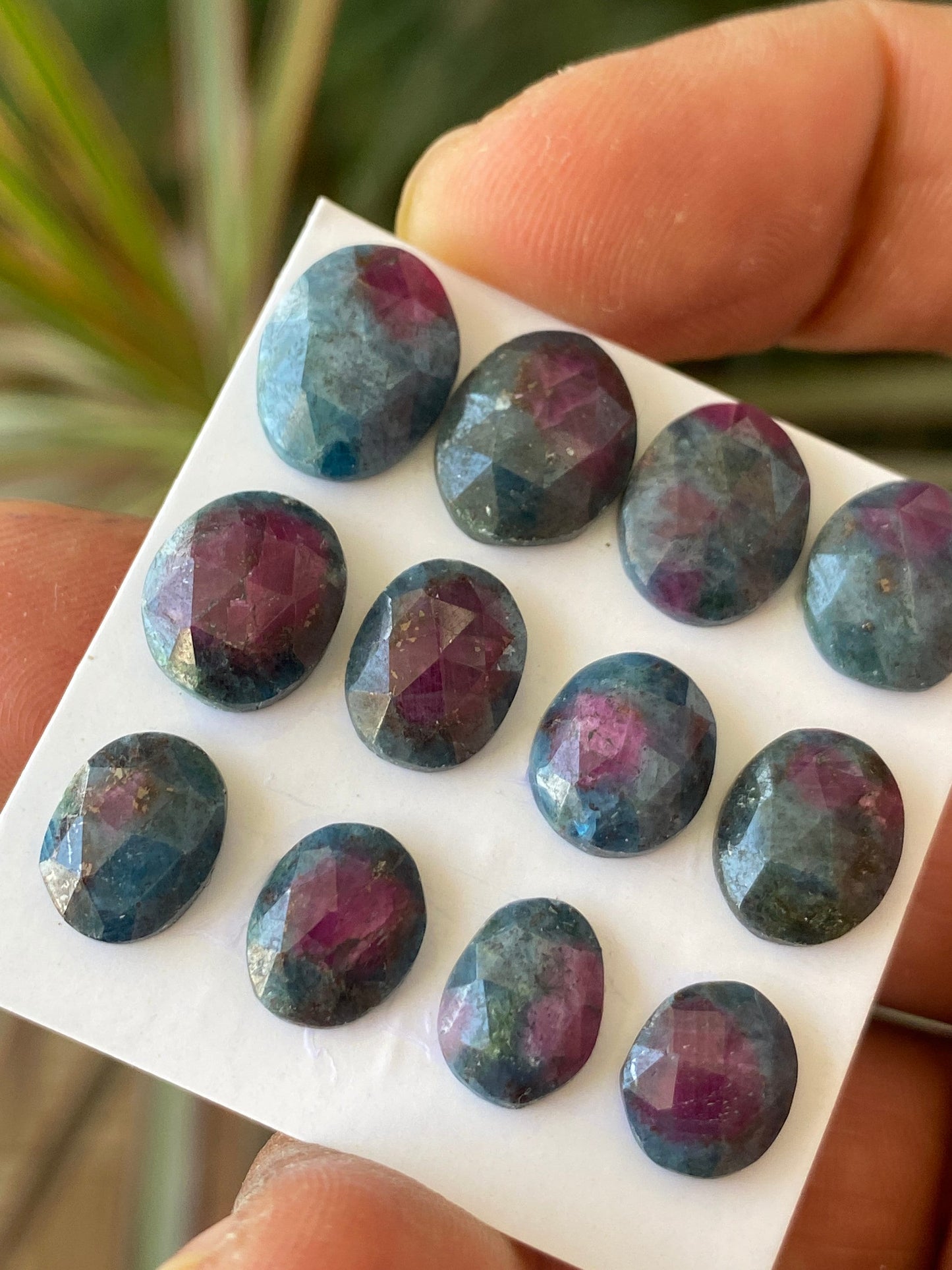 Stunning rare natural ruby fuschite rosecut oval lot  pcs 12 wt 44 cts size 9x8mm-13x10mm  unheated untreated ruby rosecut