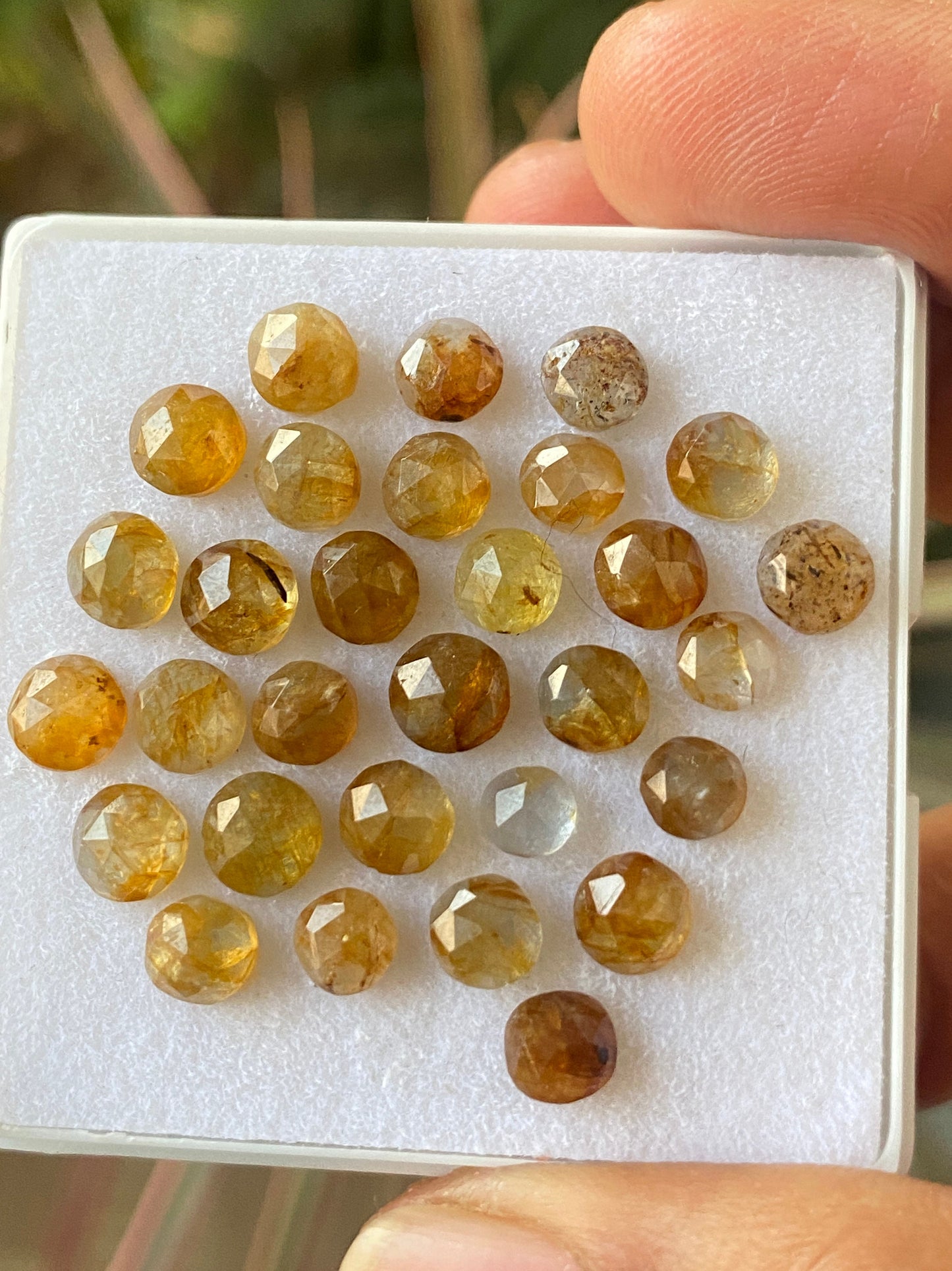 Extremely rare bi colo natural yellow sapphire tanzania mines wt 30 cts size 4.7mm-6mm pcs 30 rosecut sapphire lot Bicolor gems