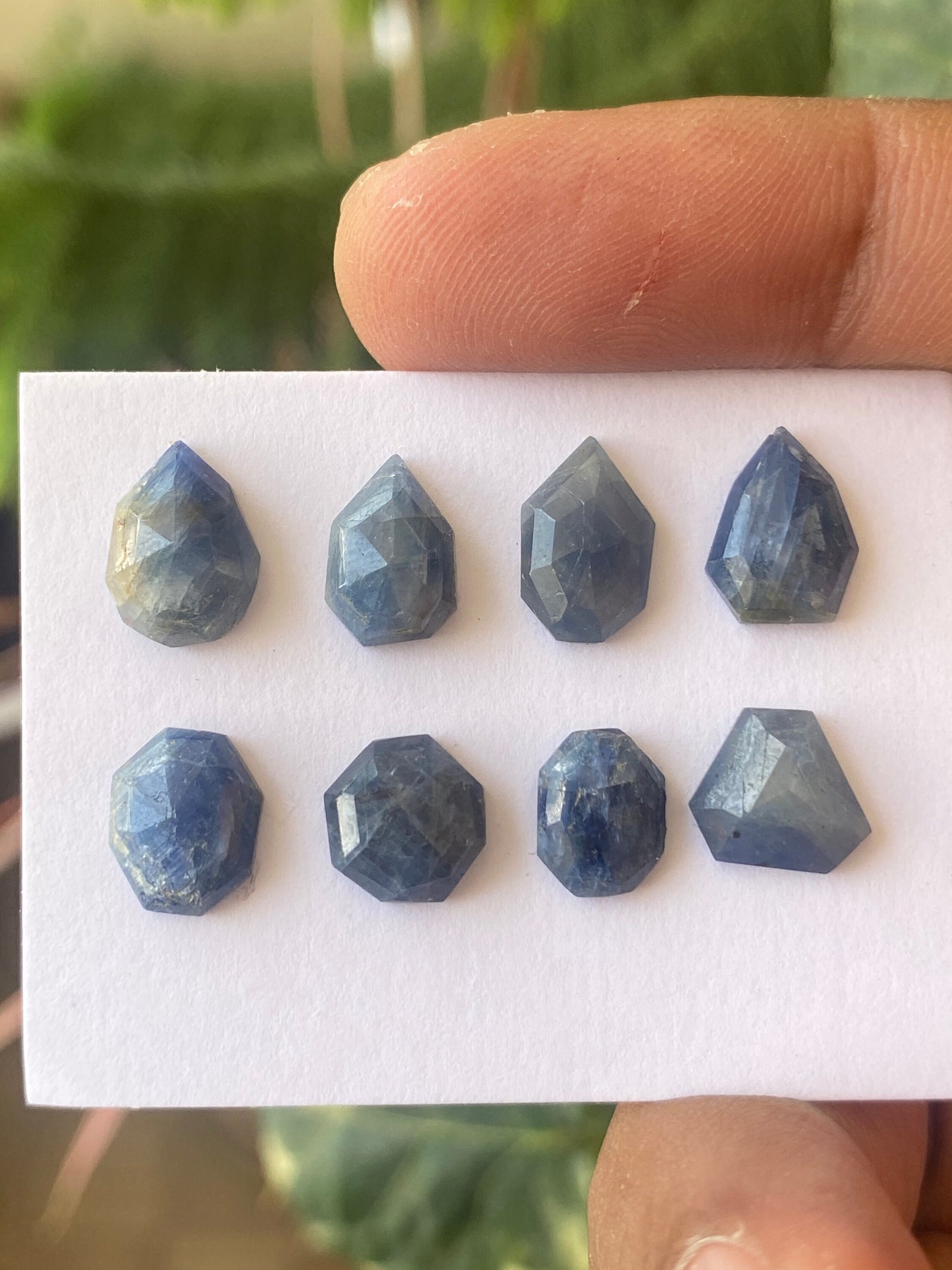 Beautiful Rare blue sapphire geometric quad pent step cut wt 26 cts pcs 8 size 9x7-11x8mm blue sapphire stepcut hexagon geometric  flatback