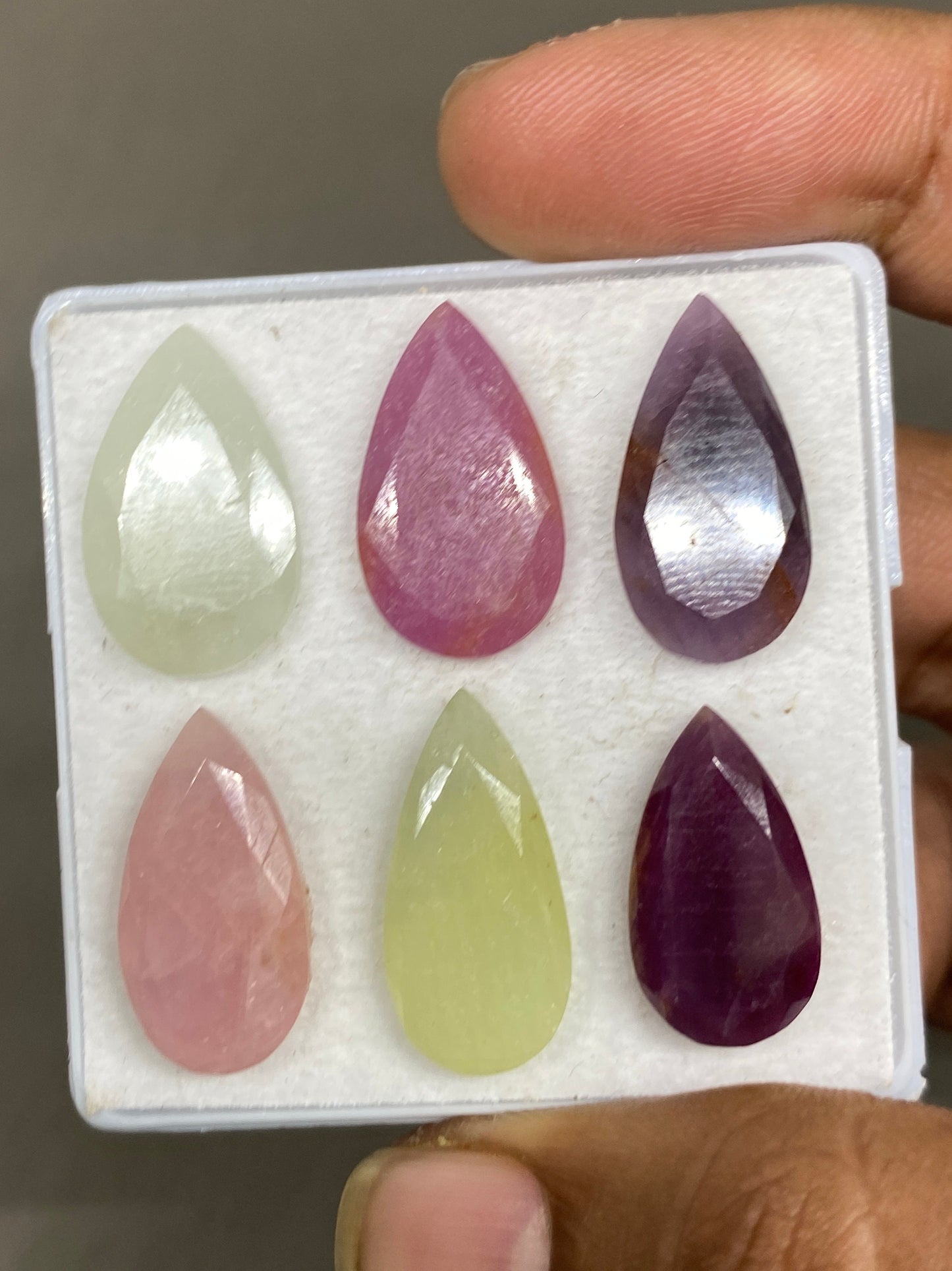 Beautiful  colorful natural Rosecut multi sapphire pear shape mirror flatback gems wt 52  cts pcs 6 size 19x11-22x11mm  rosecut sapphire