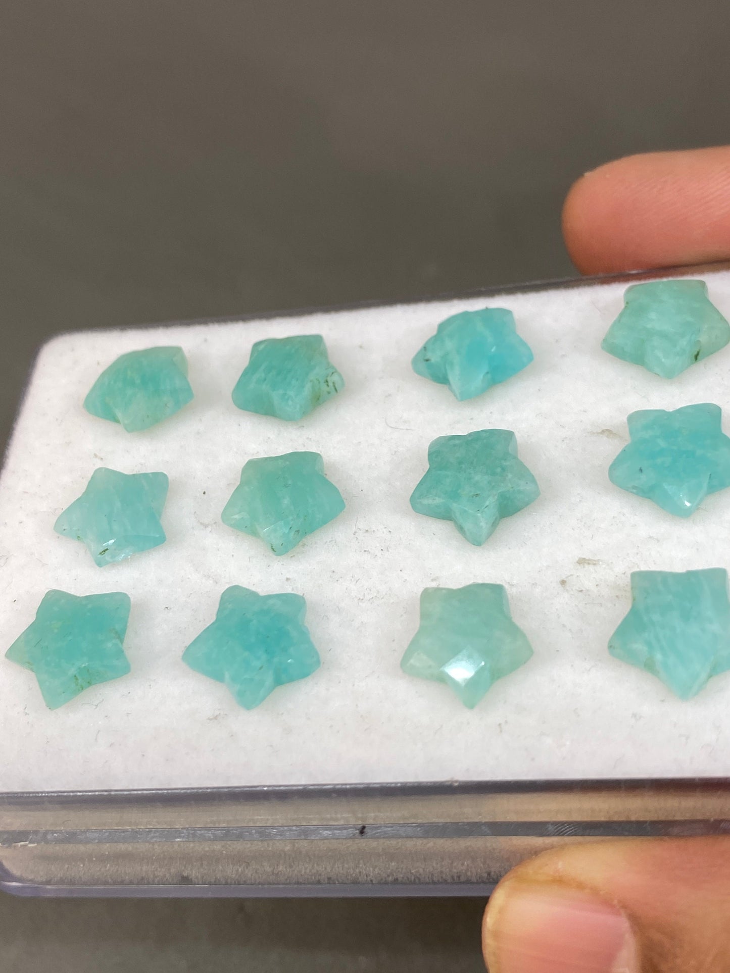 Appealing rare Amazonite faceted star shape briolette drilled wt 44 cts approx size 10.7mm-11.5mm  Amazonite star briolette