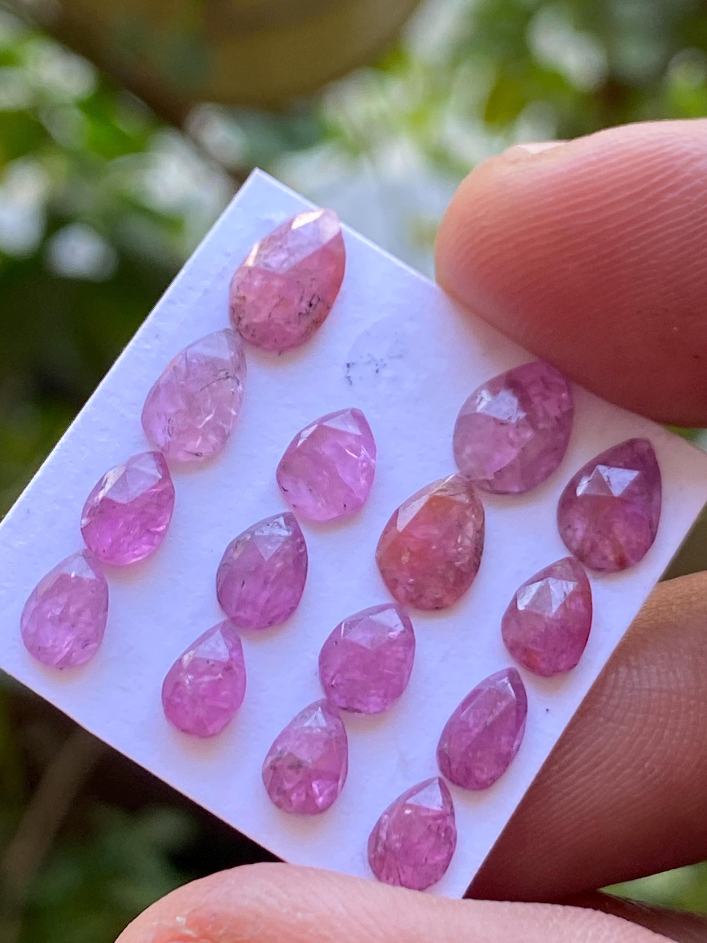 very rare natural ruby pink sapphire rosecut pears pcs 15 wt 10.50 cts size 6.3x4-7.8x5mm unheated untreated mozambique ruby rosecut