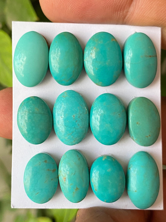 Lovely rare Arizona  mines Turquoise cabochons  natural smooth polished ovals pcs 12 wt 86.60 carats 13.6x10.5mm-16x11mm turquoise cabochons