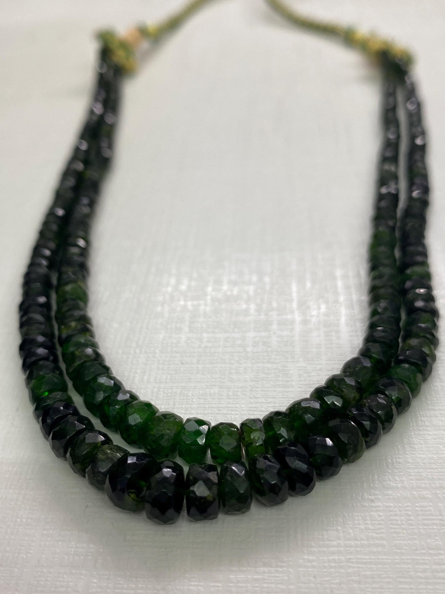 Rare green chrome diopside faceted beads rare necklace 3.5mm-6mm weight 153 length 15 and 16 inches